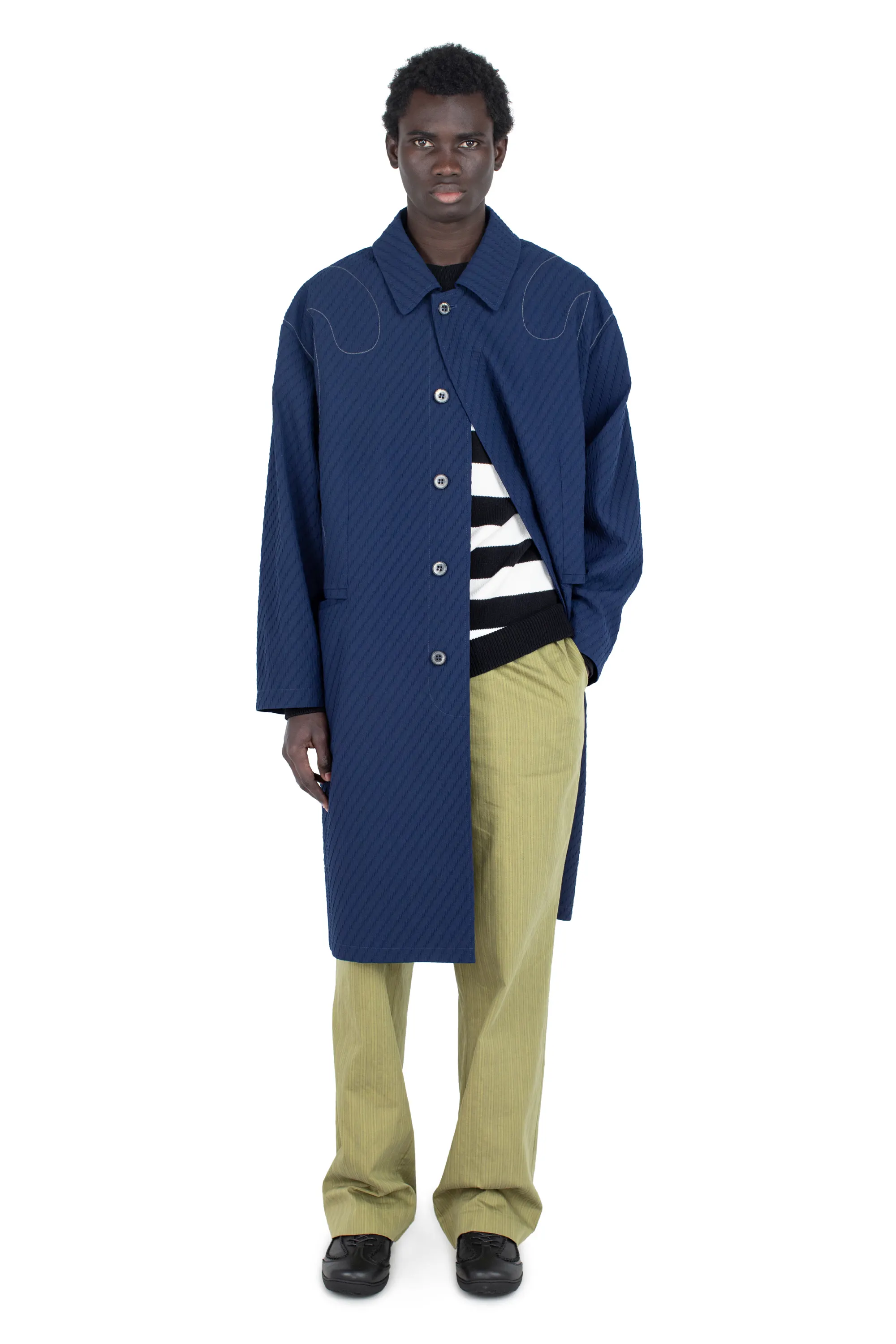 KIKO KOSTADINOV EURI K-SHOULDER COAT - ABYSS BLUE