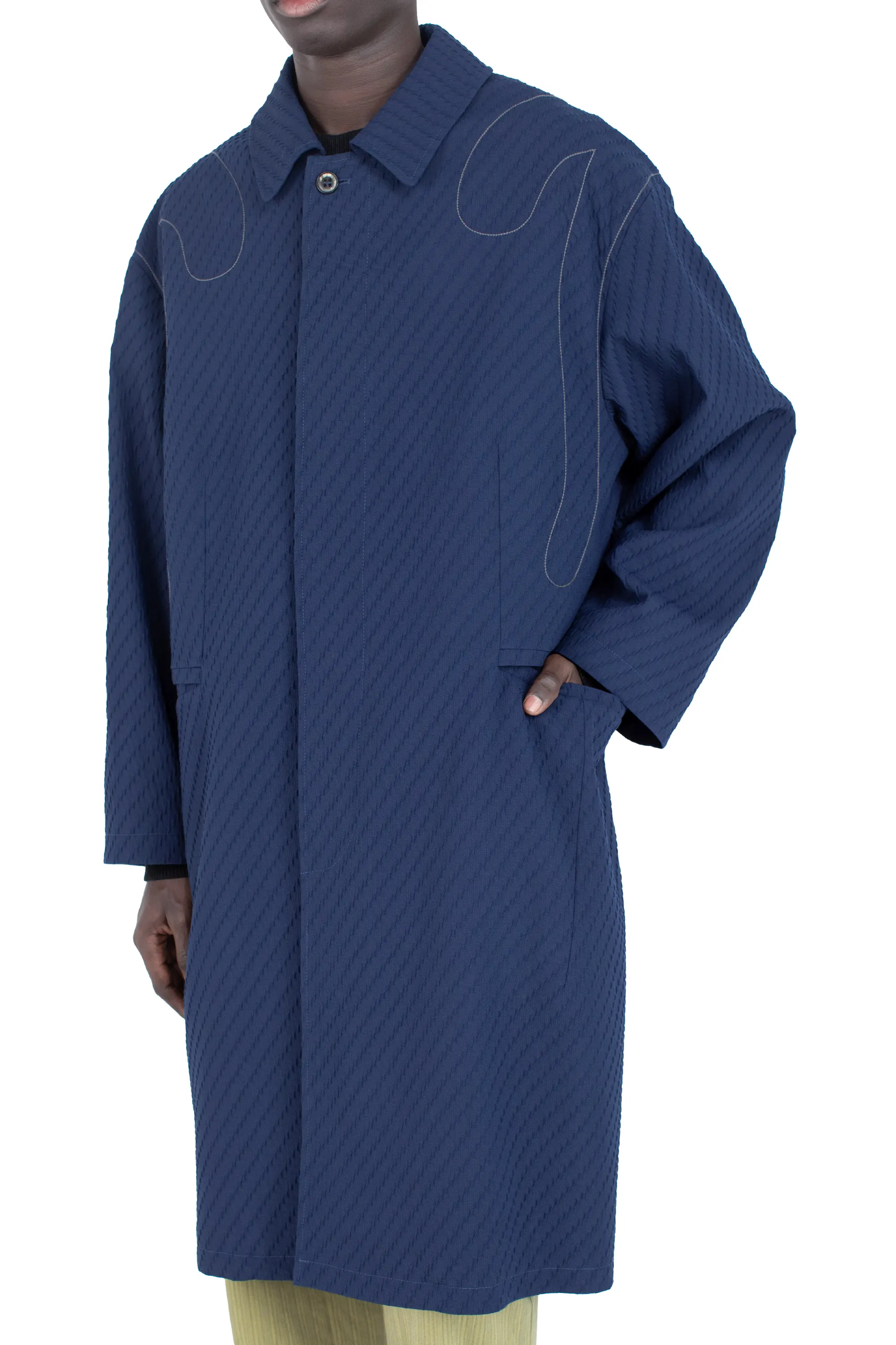 KIKO KOSTADINOV EURI K-SHOULDER COAT - ABYSS BLUE