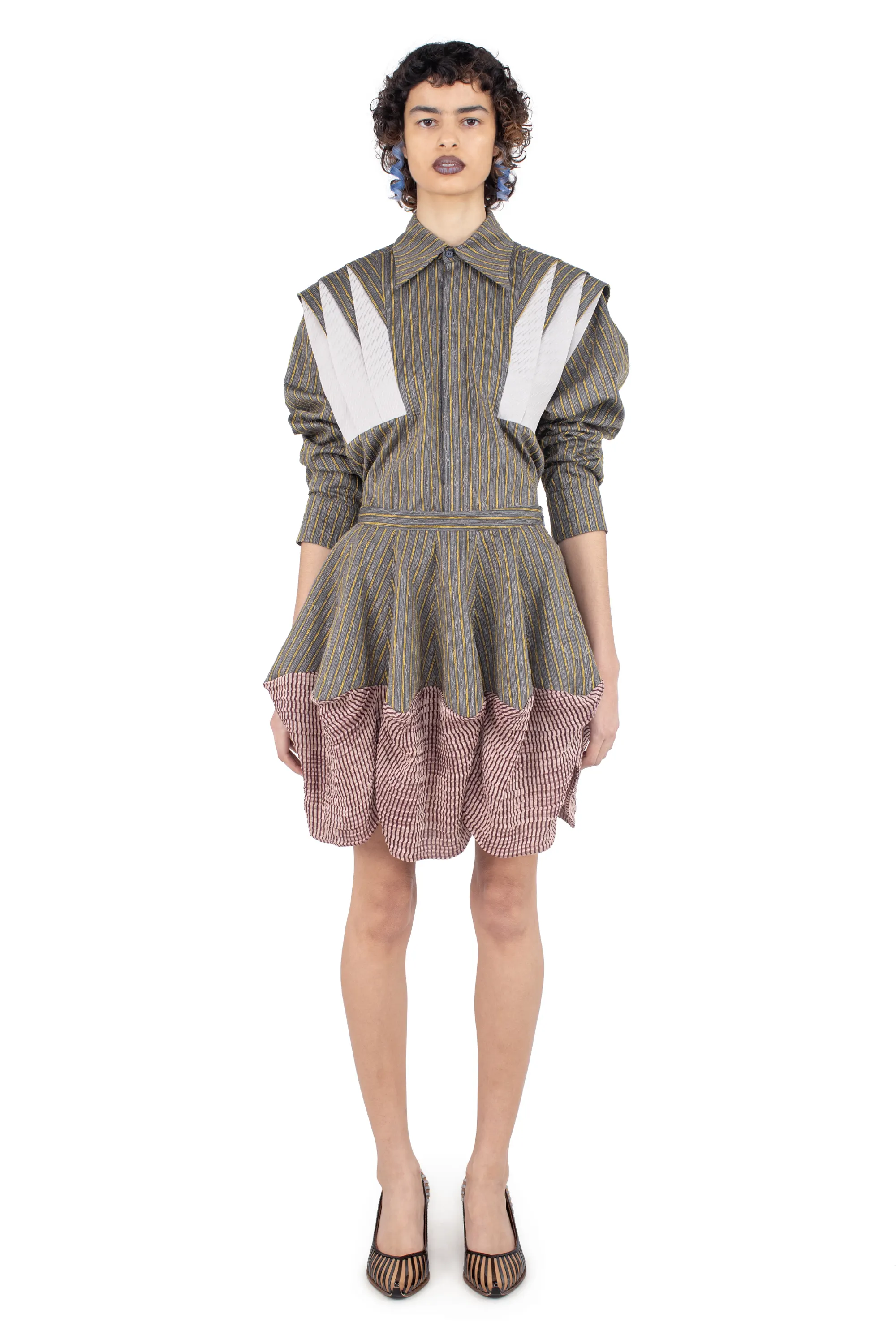 KIKO KOSTADINOV EVELYN SKIRT - CHARCOAL & SUNSHINE