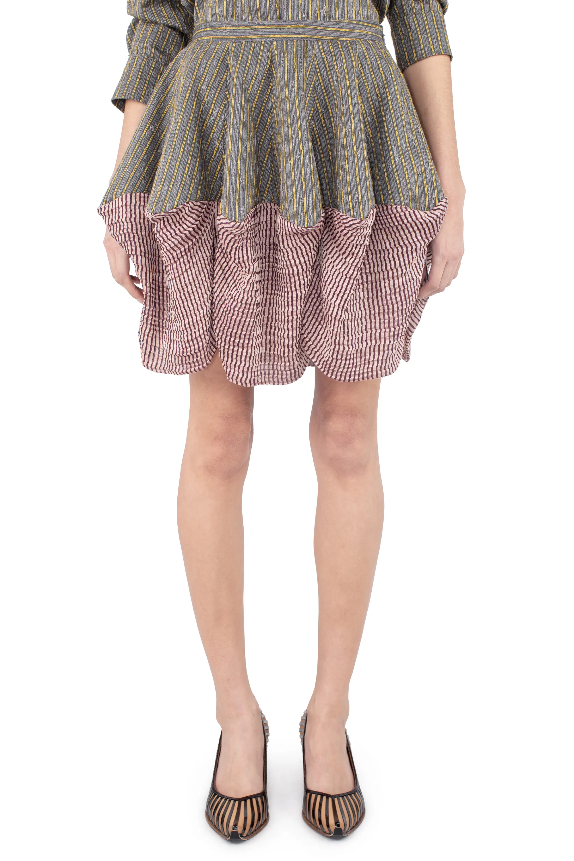 KIKO KOSTADINOV EVELYN SKIRT - CHARCOAL & SUNSHINE