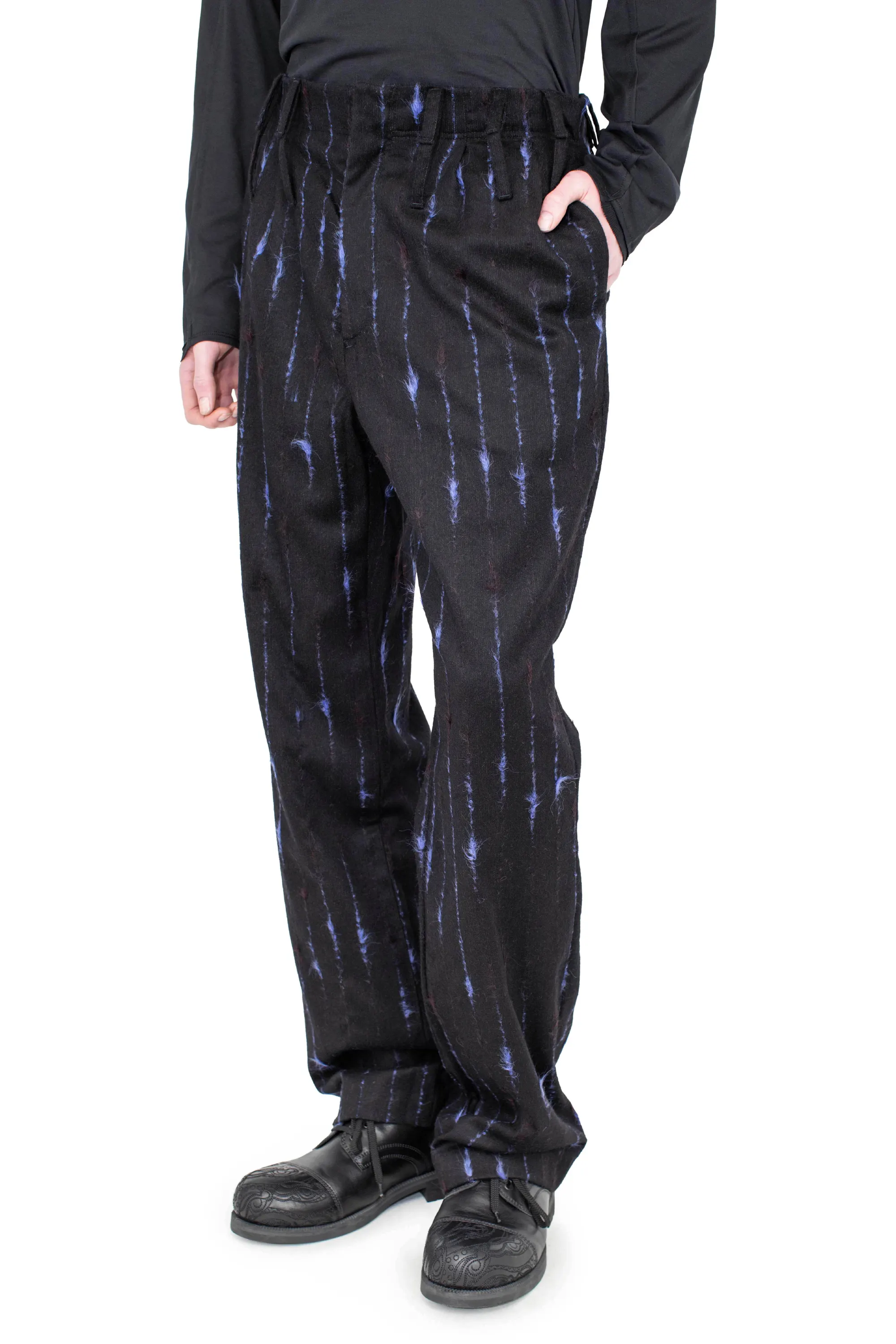 KIKO KOSTADINOV FERENC TROUSER - BLACK & ROYAL BLUE