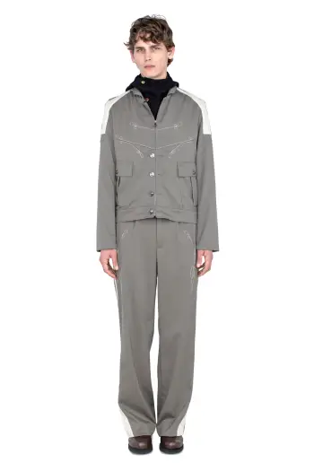 KIKO KOSTADINOV FITZ MILITARY BLAZER - SLATE GREY/IVORY HUNTER STRIPE