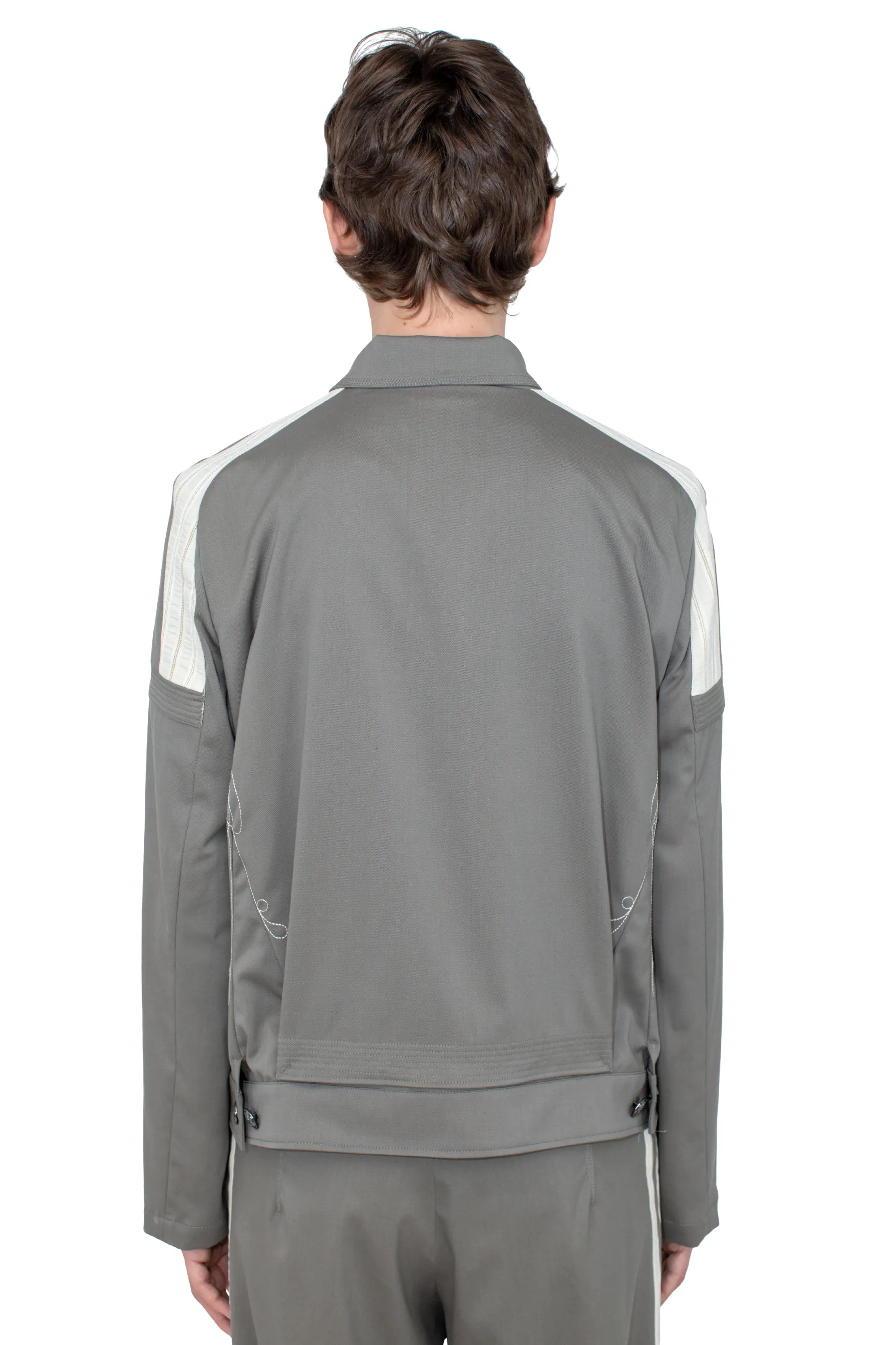 KIKO KOSTADINOV FITZ MILITARY BLAZER - SLATE GREY/IVORY HUNTER STRIPE