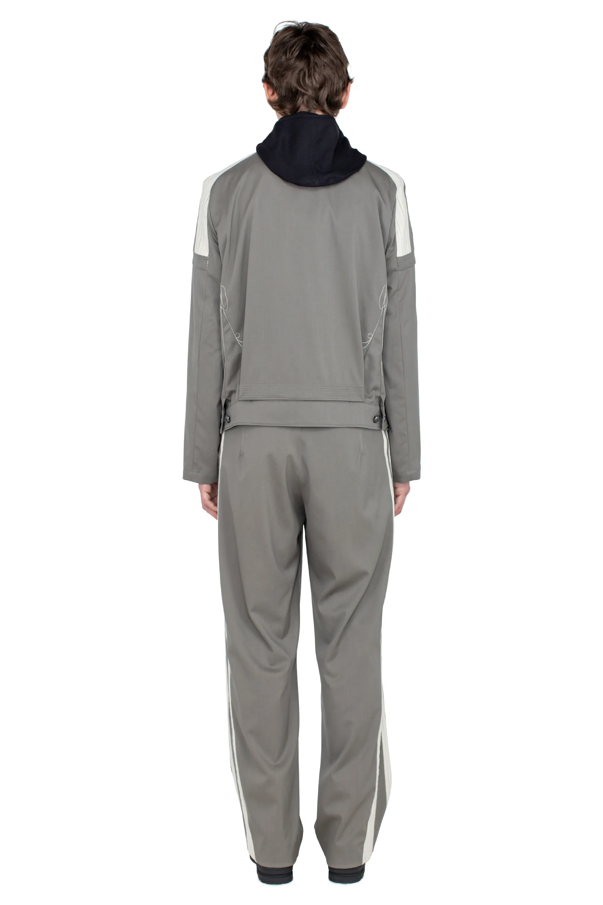 KIKO KOSTADINOV FITZ MILITARY BLAZER - SLATE GREY/IVORY HUNTER STRIPE