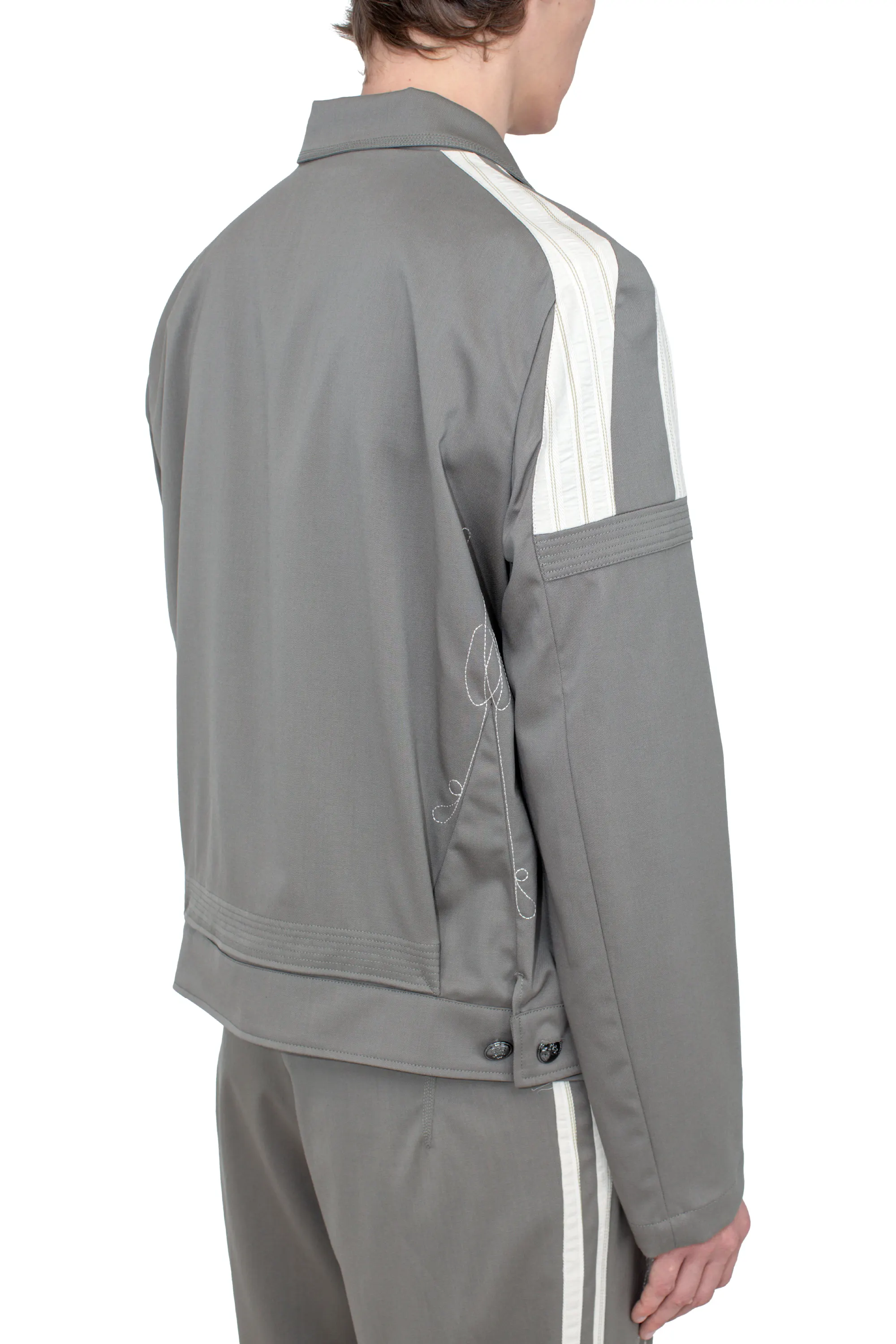 KIKO KOSTADINOV FITZ MILITARY BLAZER - SLATE GREY/IVORY HUNTER STRIPE