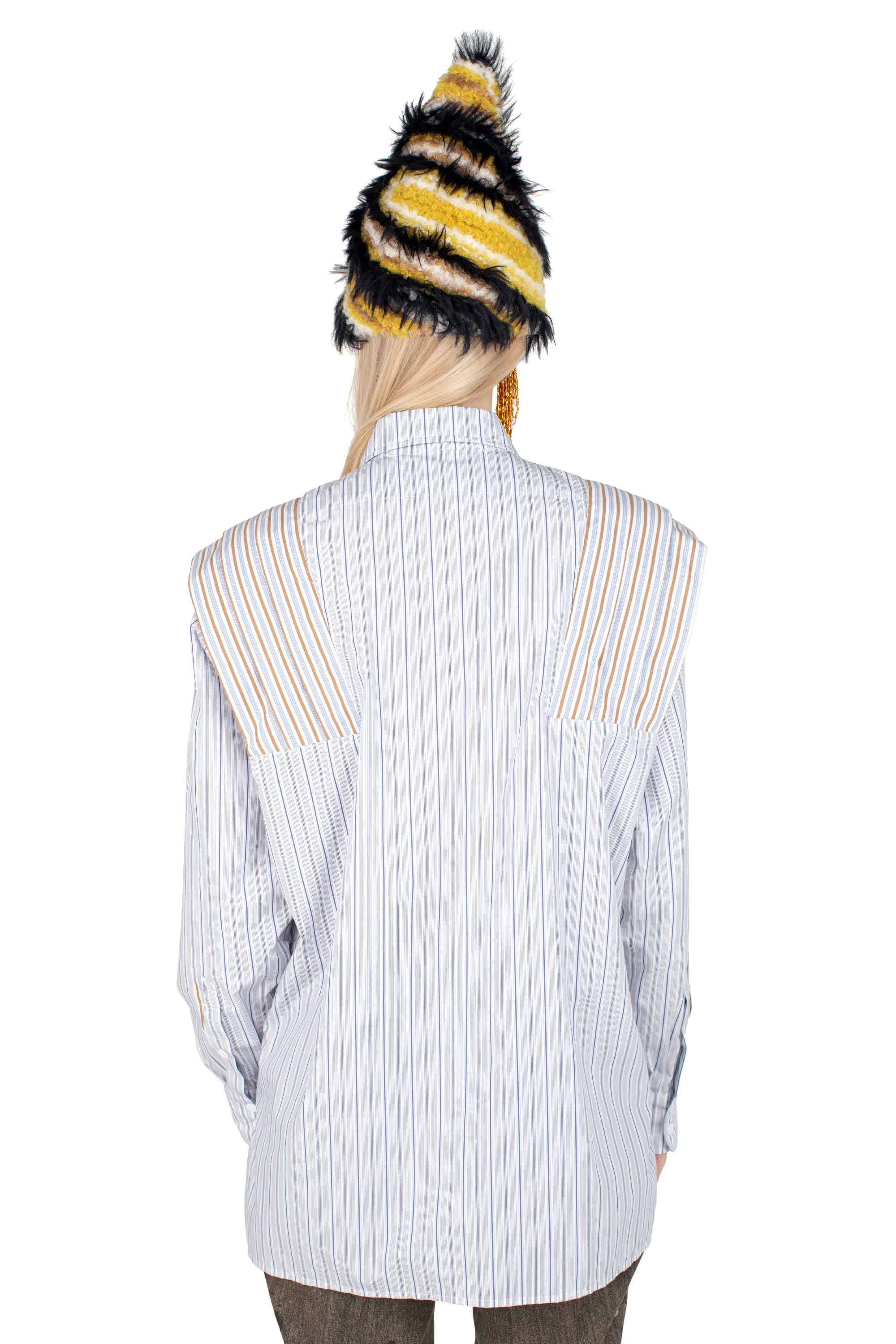 KIKO KOSTADINOV FITZGERALD PLEATED SHIRT - POSEIDON STRIPES