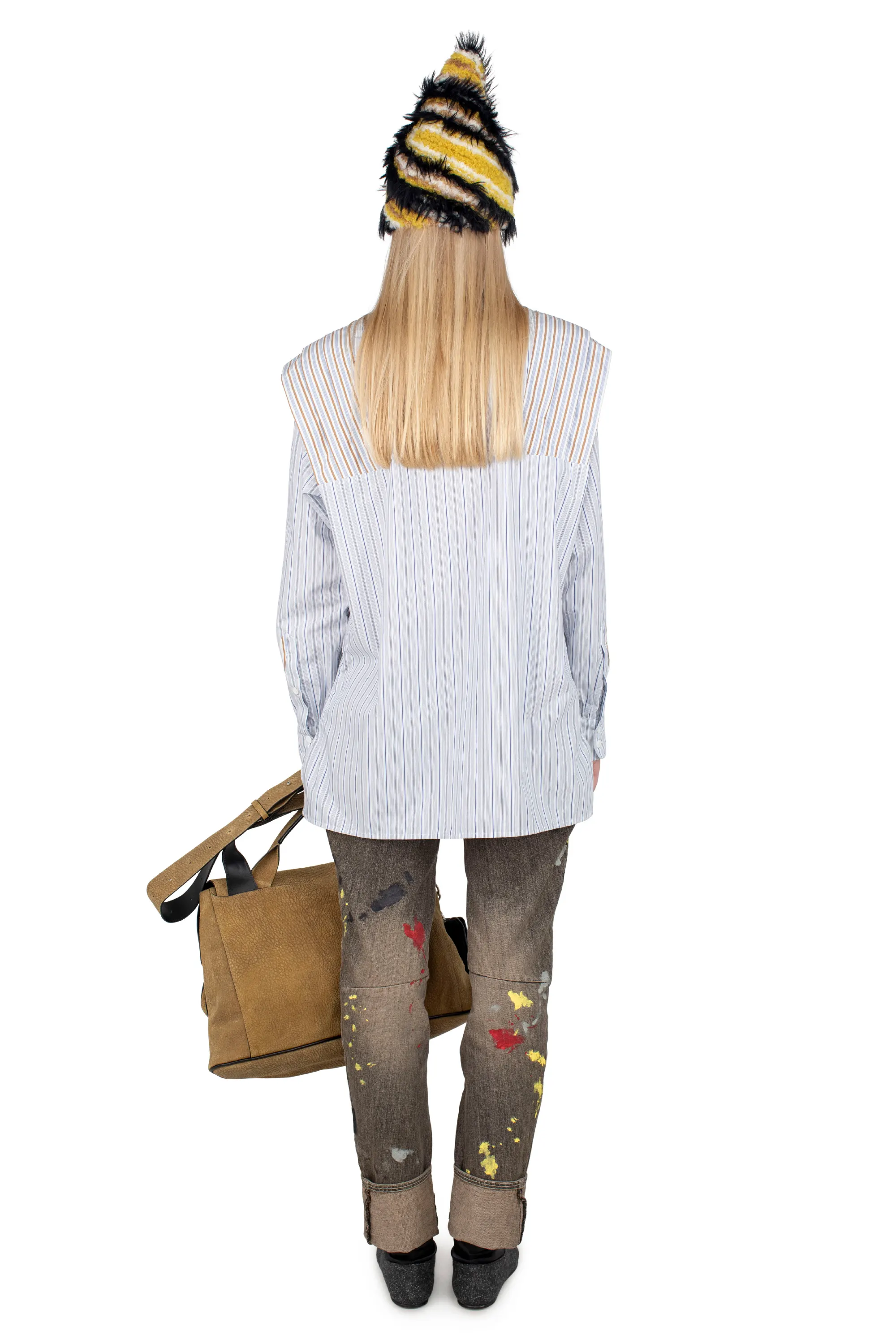 KIKO KOSTADINOV FITZGERALD PLEATED SHIRT - POSEIDON STRIPES