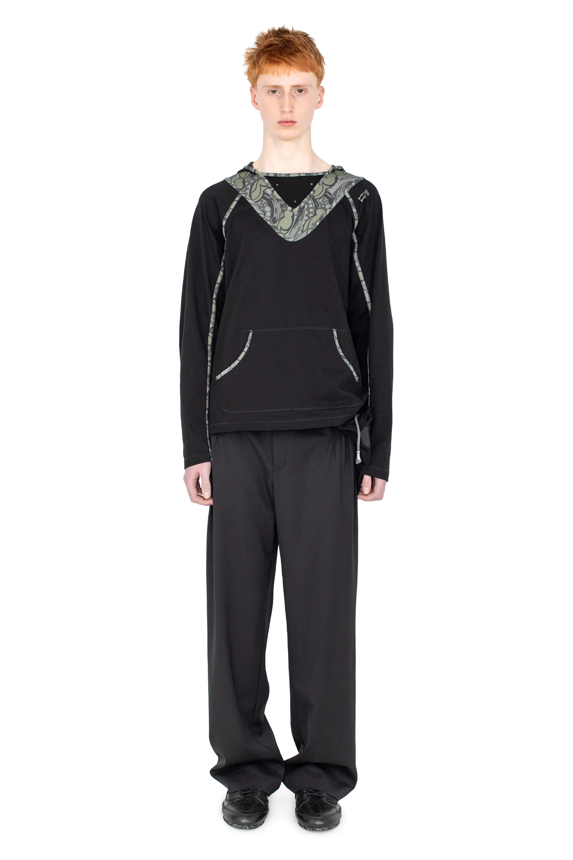 KIKO KOSTADINOV GIZI HOODED TOP - BLACK & SAGE