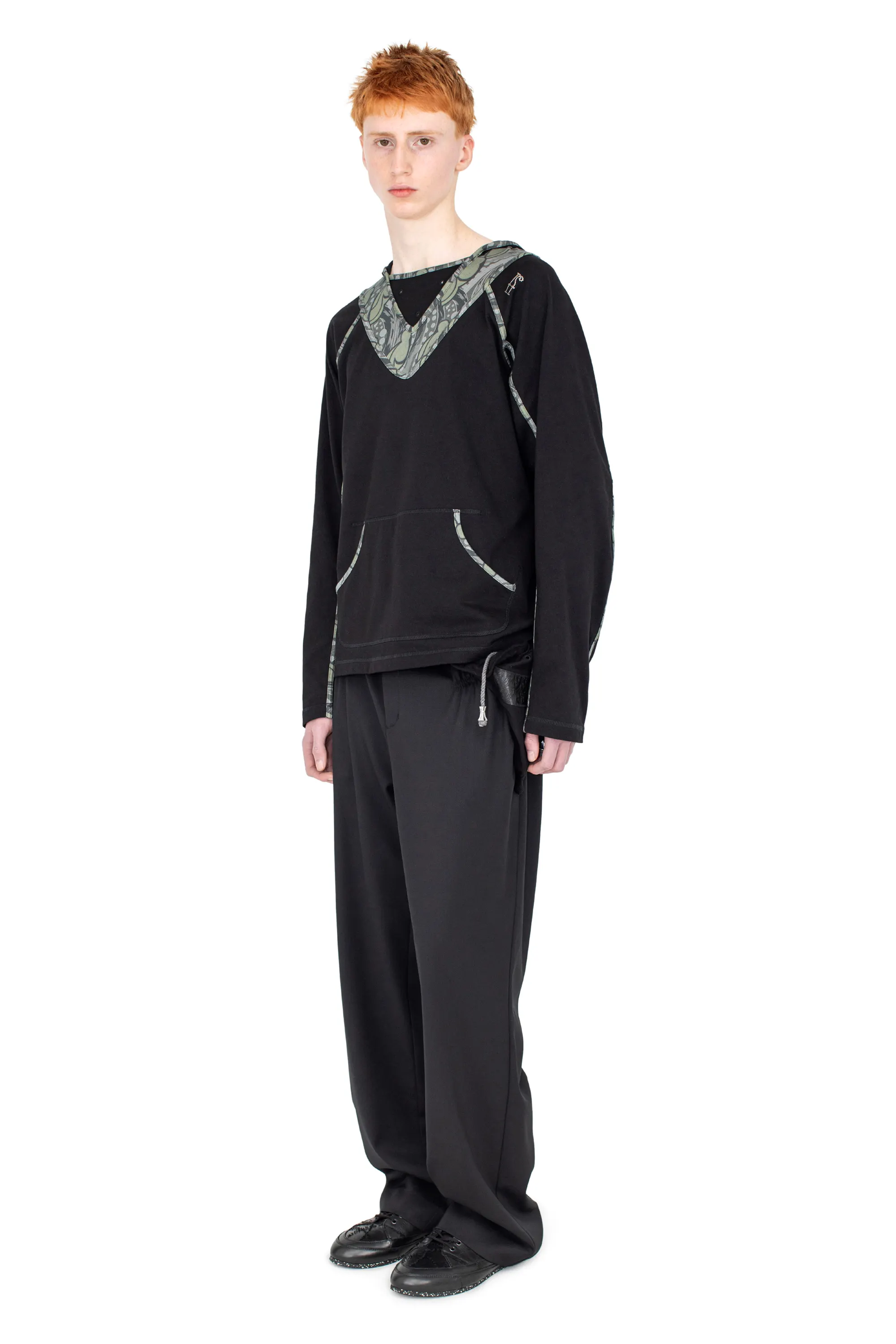 KIKO KOSTADINOV GIZI HOODED TOP - BLACK & SAGE