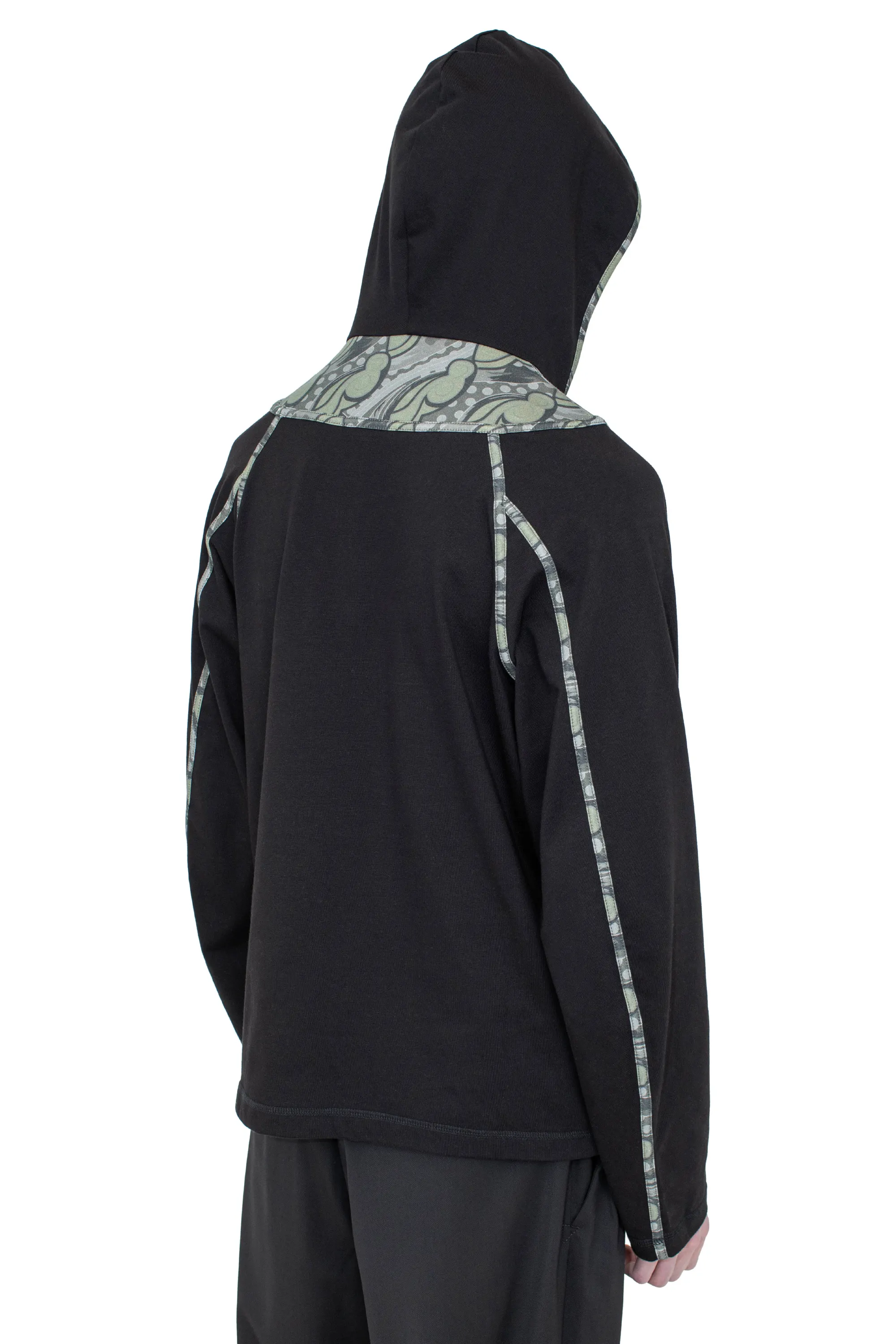 KIKO KOSTADINOV GIZI HOODED TOP - BLACK & SAGE
