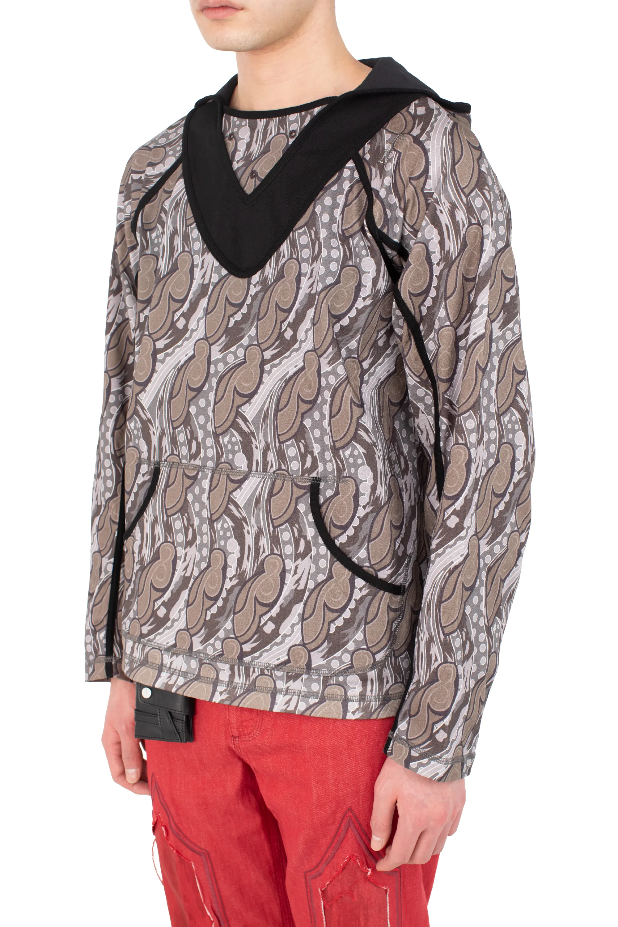 KIKO KOSTADINOV GIZI HOODED TOP - IRON & BLACK