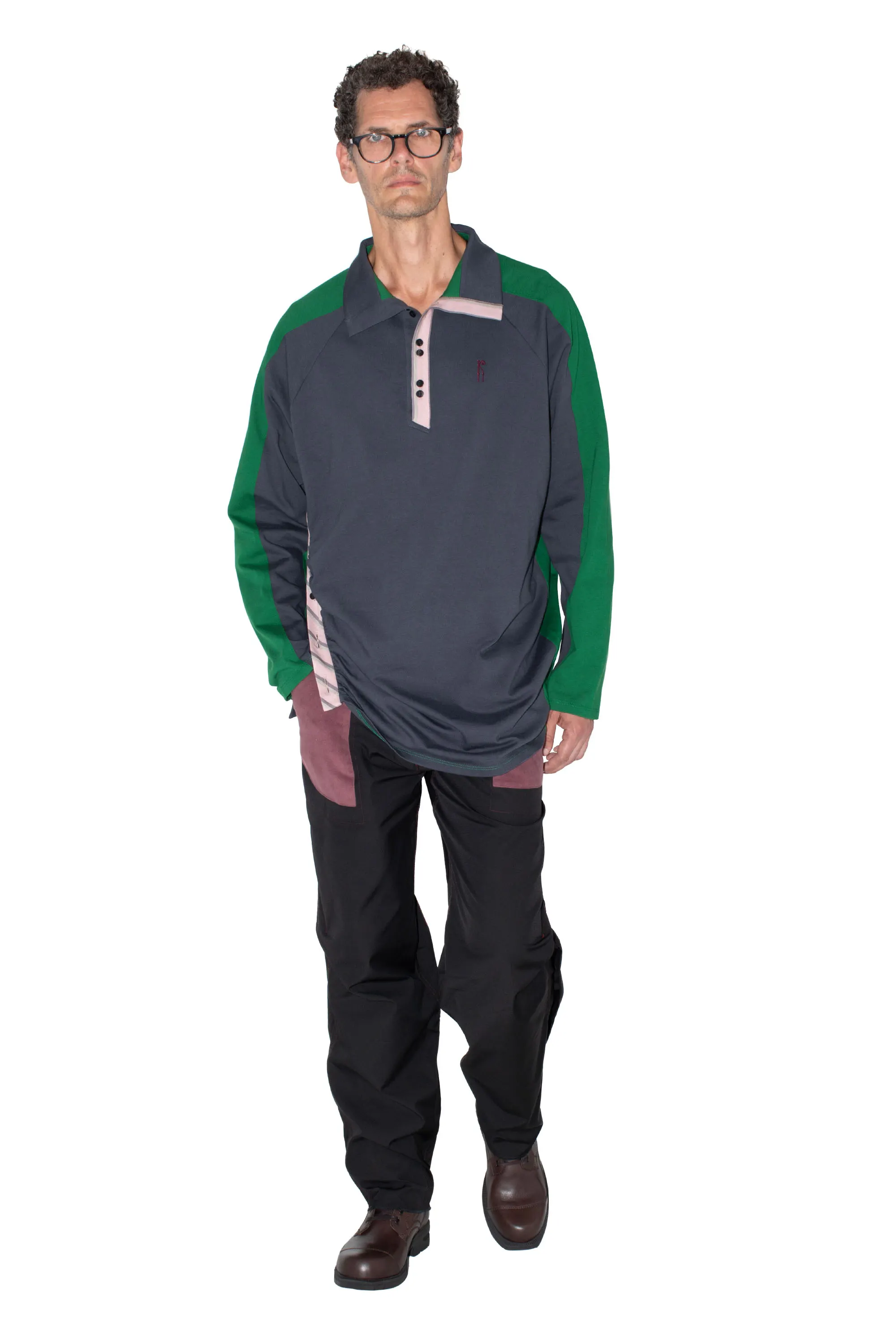 KIKO KOSTADINOV HALISHA TOP - DIM GREY/ HUNTER GREEN/ HEATHER PINK