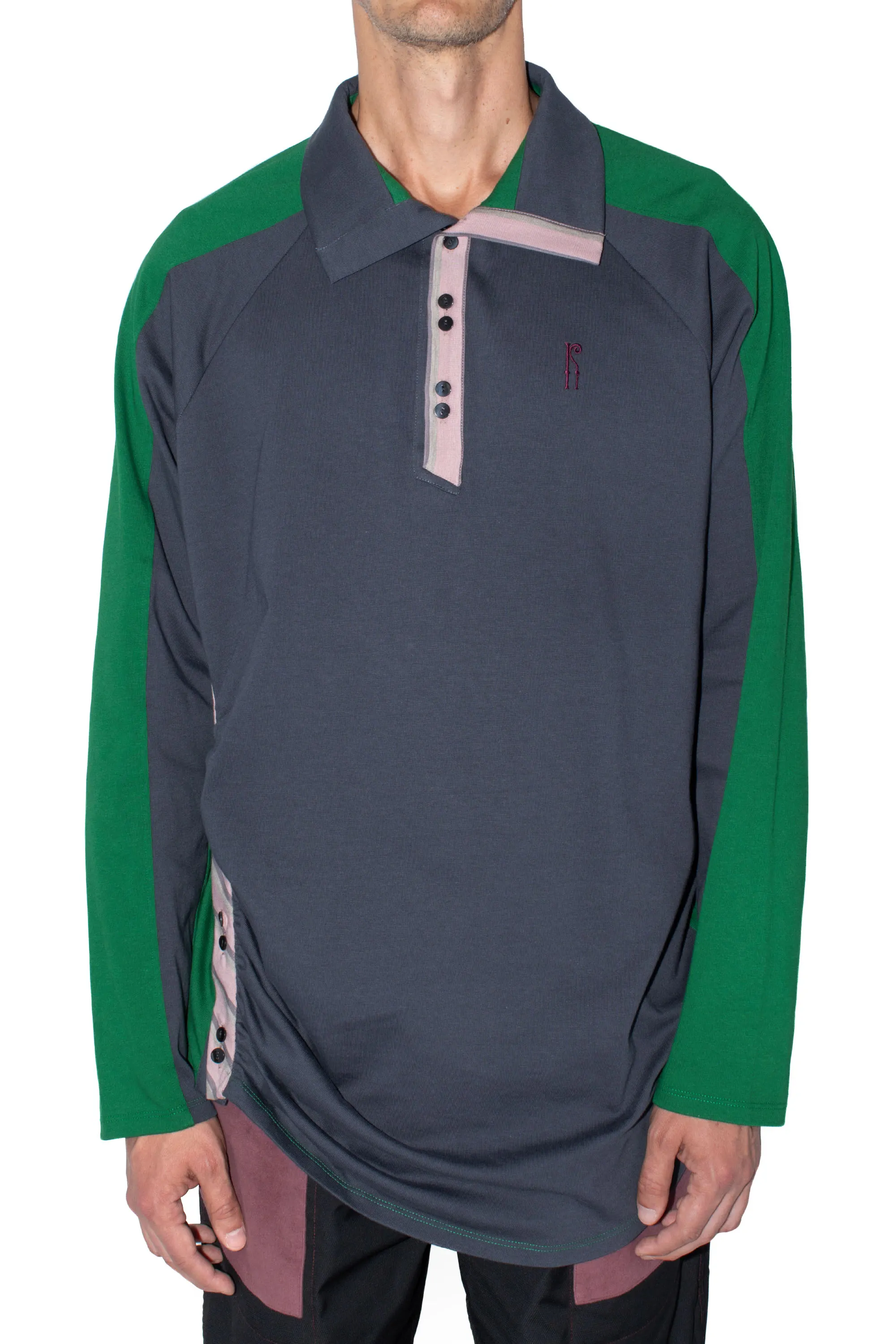 KIKO KOSTADINOV HALISHA TOP - DIM GREY/ HUNTER GREEN/ HEATHER PINK