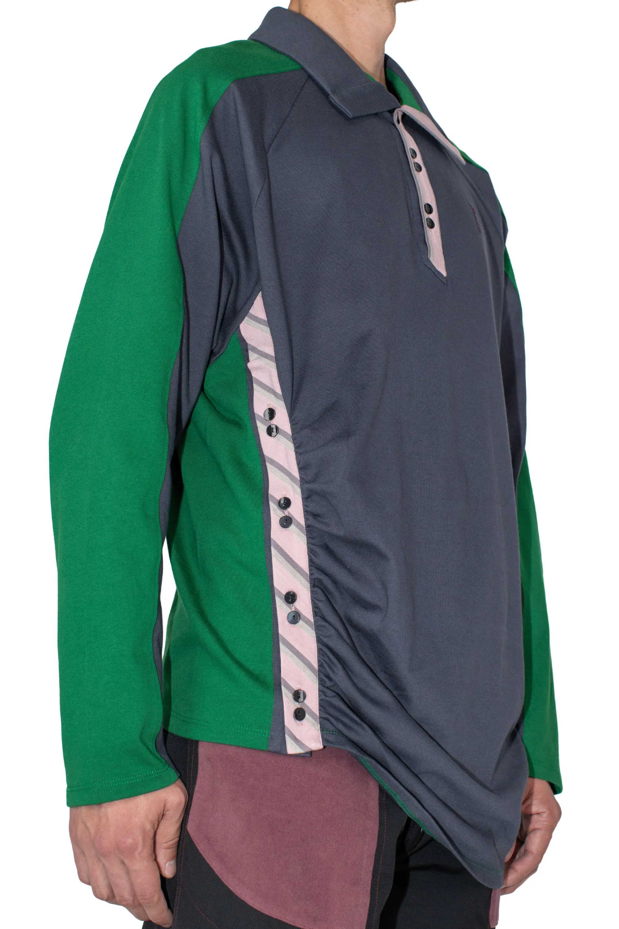 KIKO KOSTADINOV HALISHA TOP - DIM GREY/ HUNTER GREEN/ HEATHER PINK