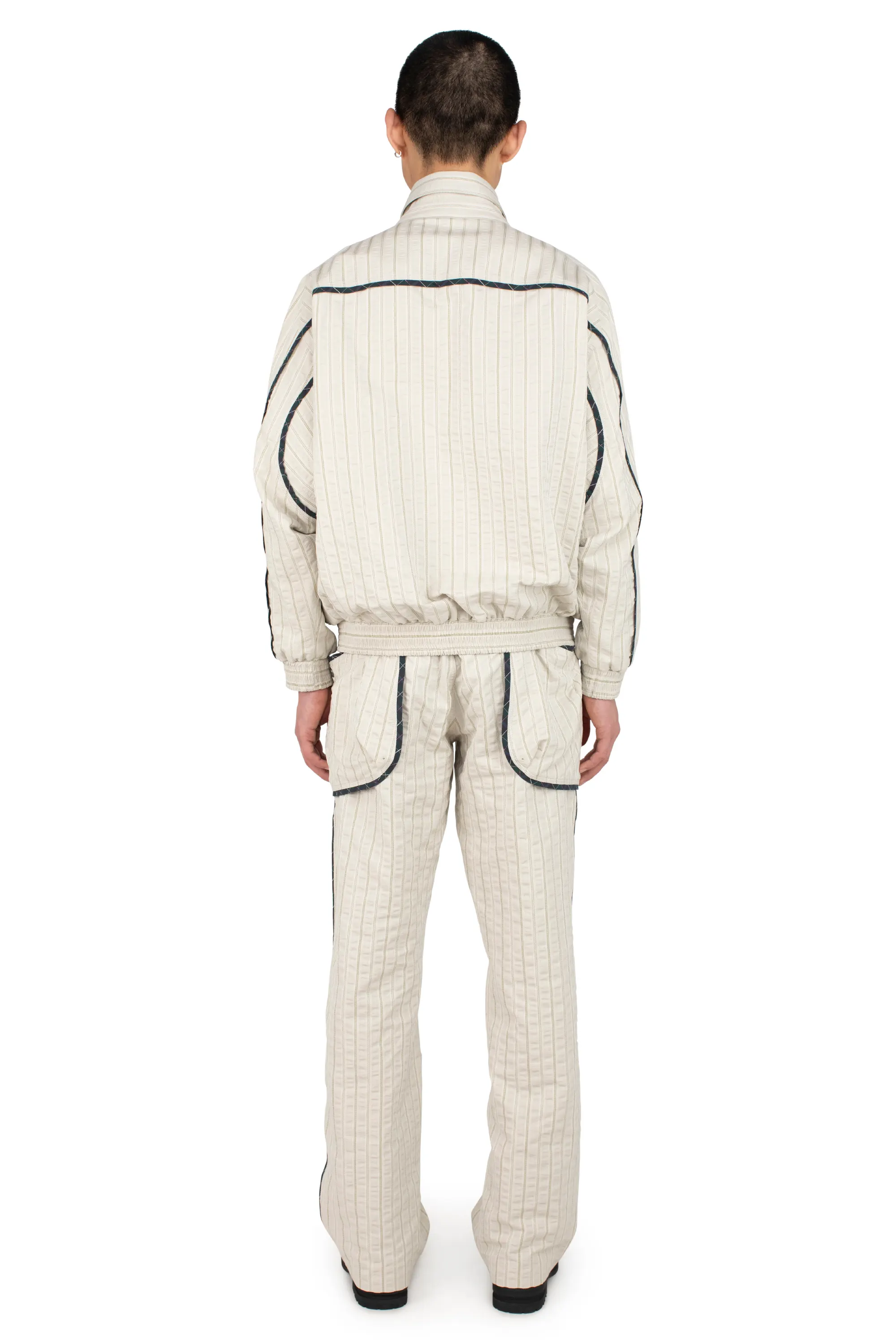 KIKO KOSTADINOV HARRER BLOUSON - IVORY HUNTER STRIPE/FOREST CHECK