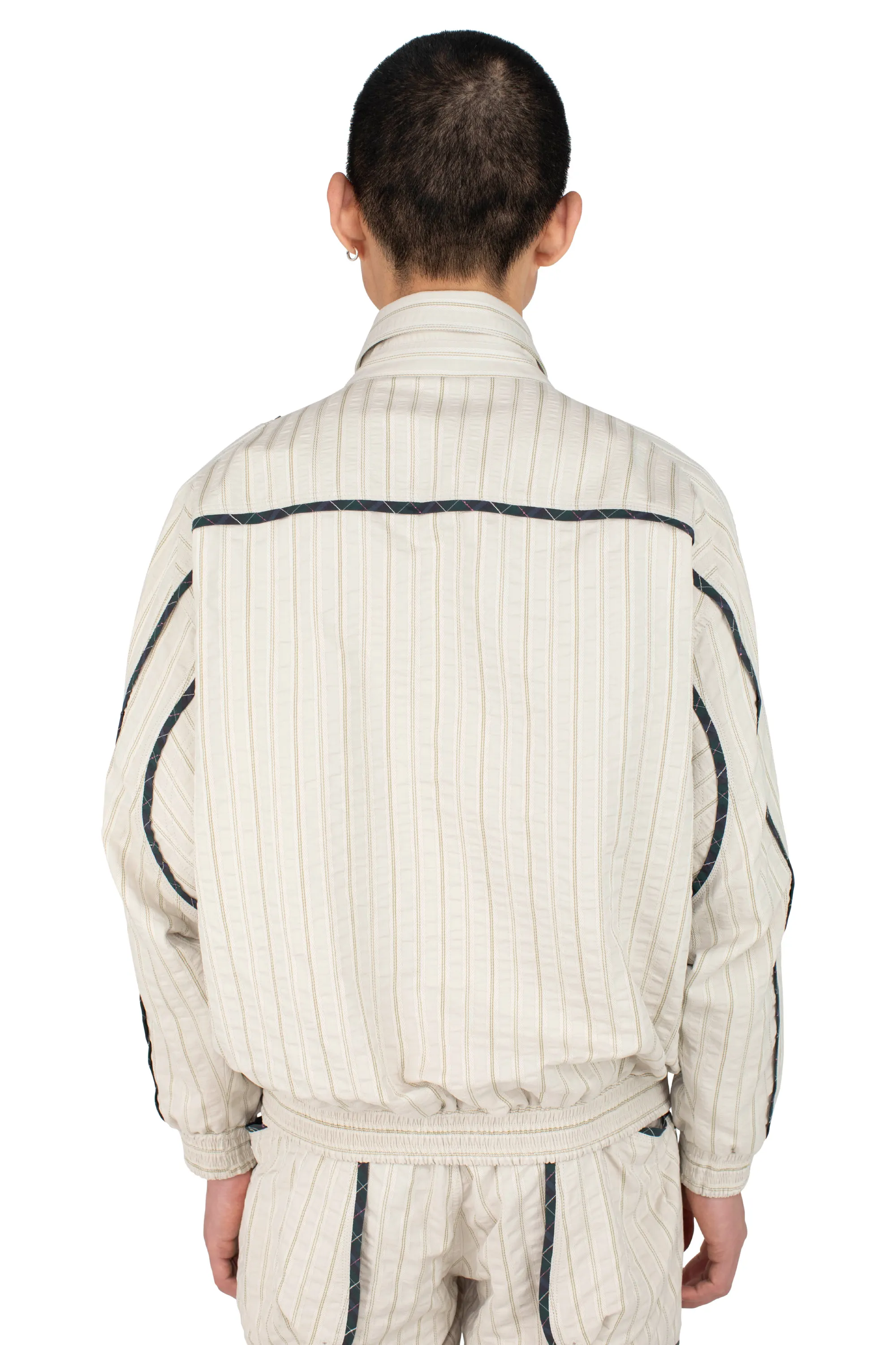 KIKO KOSTADINOV HARRER BLOUSON - IVORY HUNTER STRIPE/FOREST CHECK