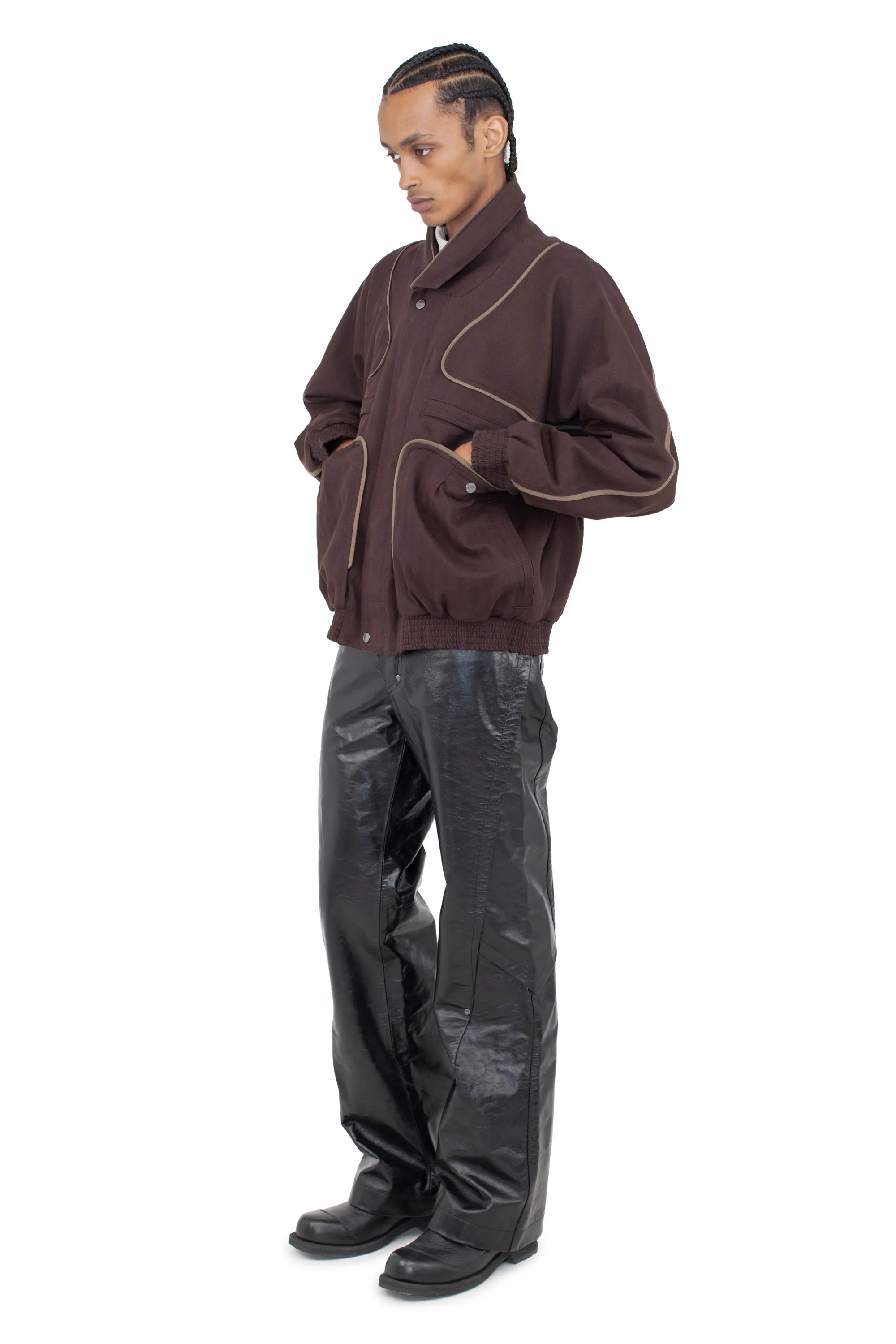 KIKO KOSTADINOV ブラウン スタンドカラー ジャケット L HARRER BLOUSON - WOOD BROWN/SEPIA – KIKO KOSTADINOV