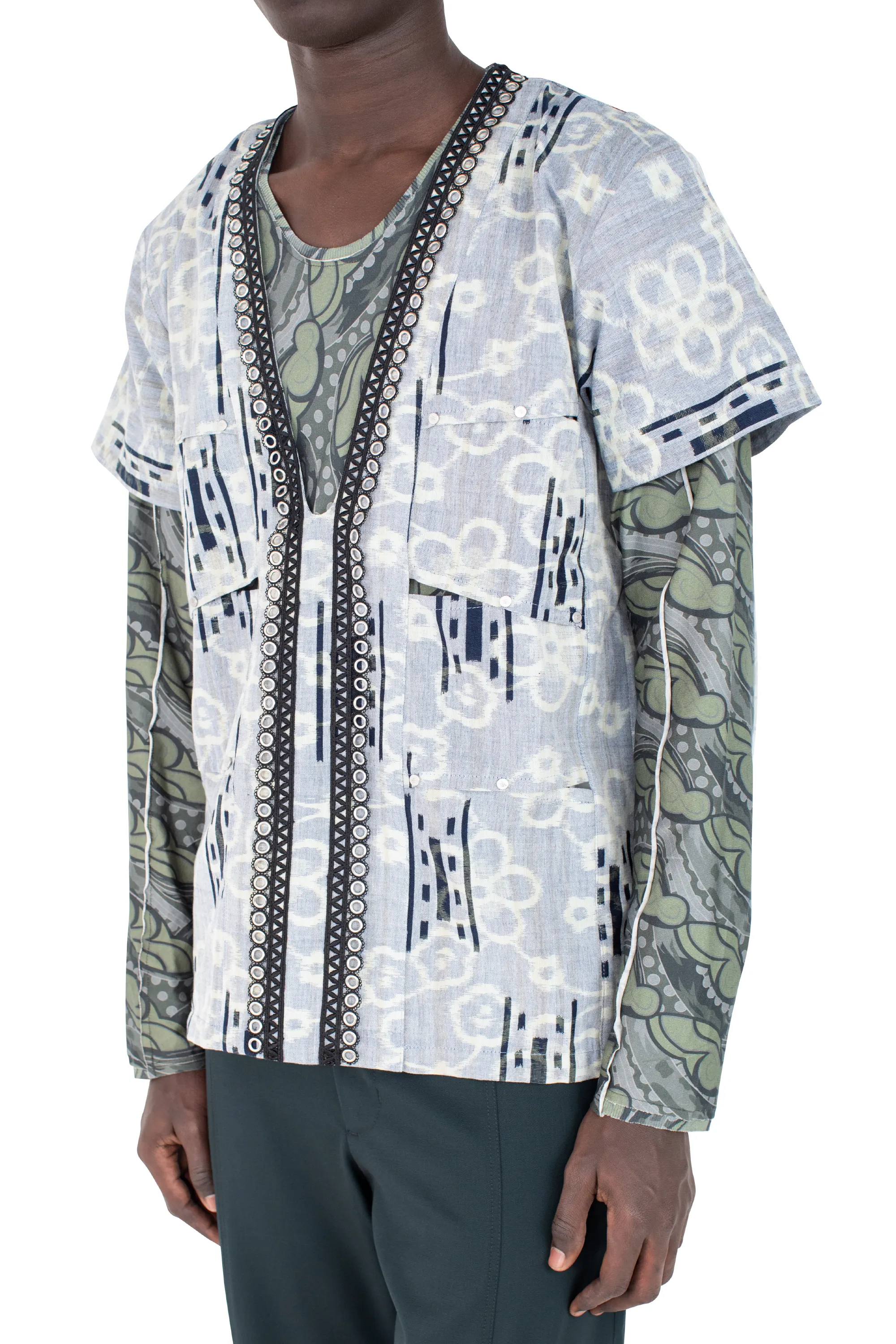 KIKO KOSTADINOV HATHA PANELLED SHIRT - LAGOON