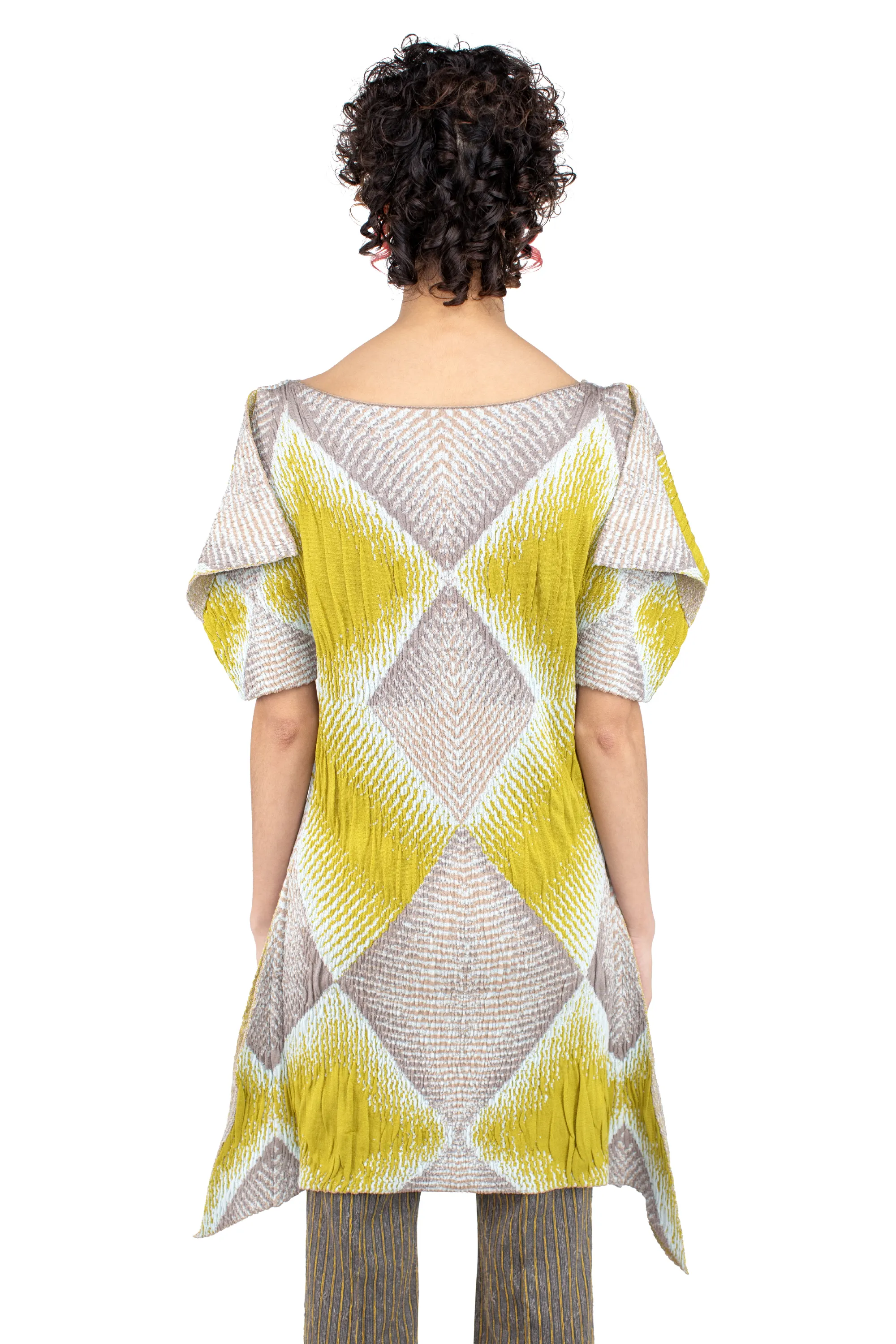 KIKO KOSTADINOV IKAT ARGYLE JACQUARD DRESS - PISTACHIO