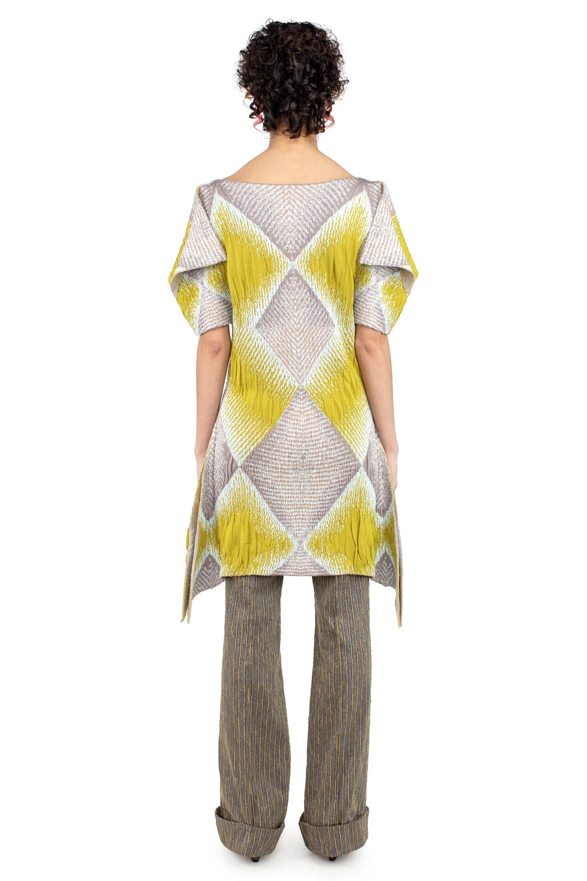 KIKO KOSTADINOV IKAT ARGYLE JACQUARD DRESS - PISTACHIO