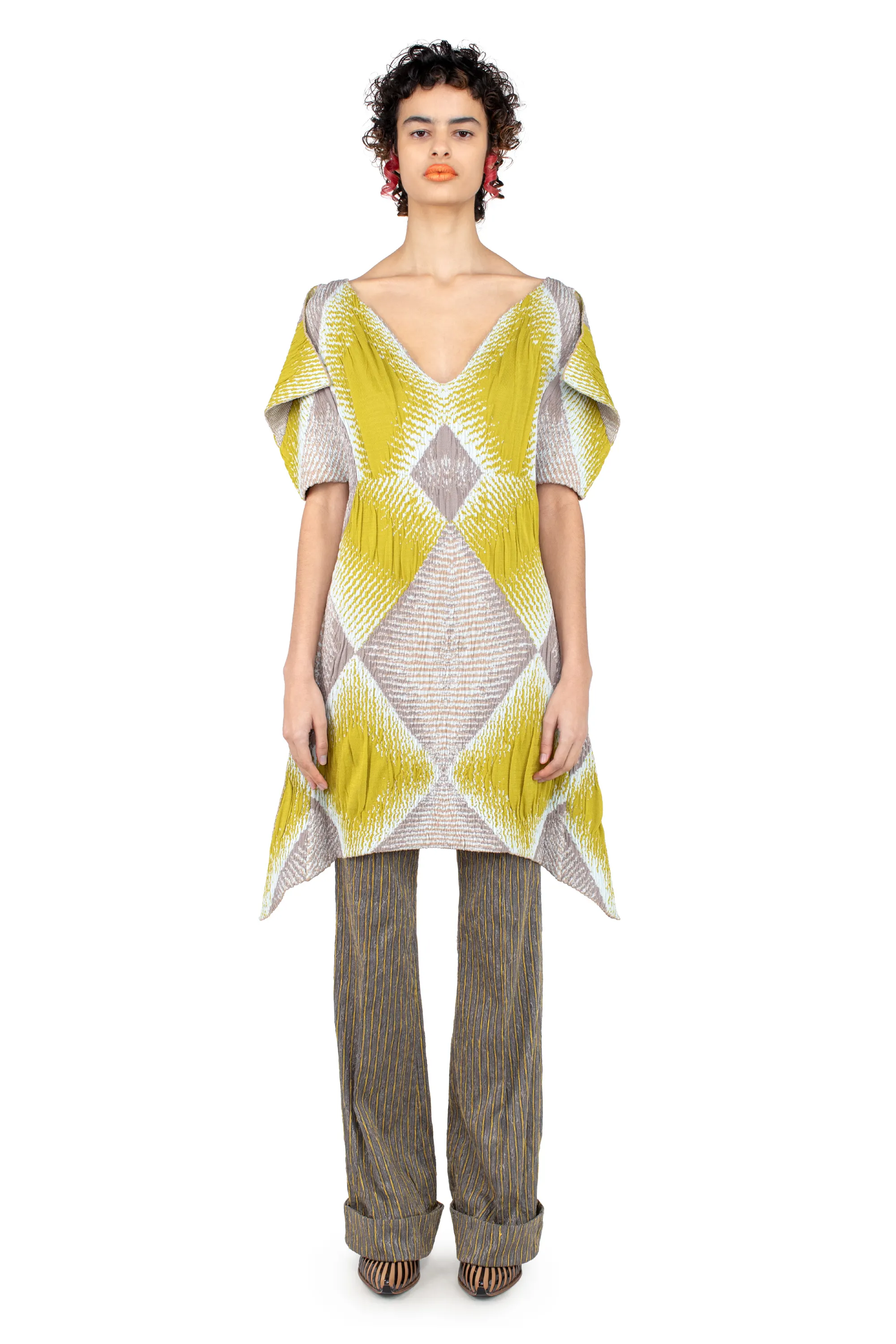 KIKO KOSTADINOV IKAT ARGYLE JACQUARD DRESS - PISTACHIO