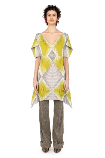 KIKO KOSTADINOV IKAT ARGYLE JACQUARD DRESS - PISTACHIO