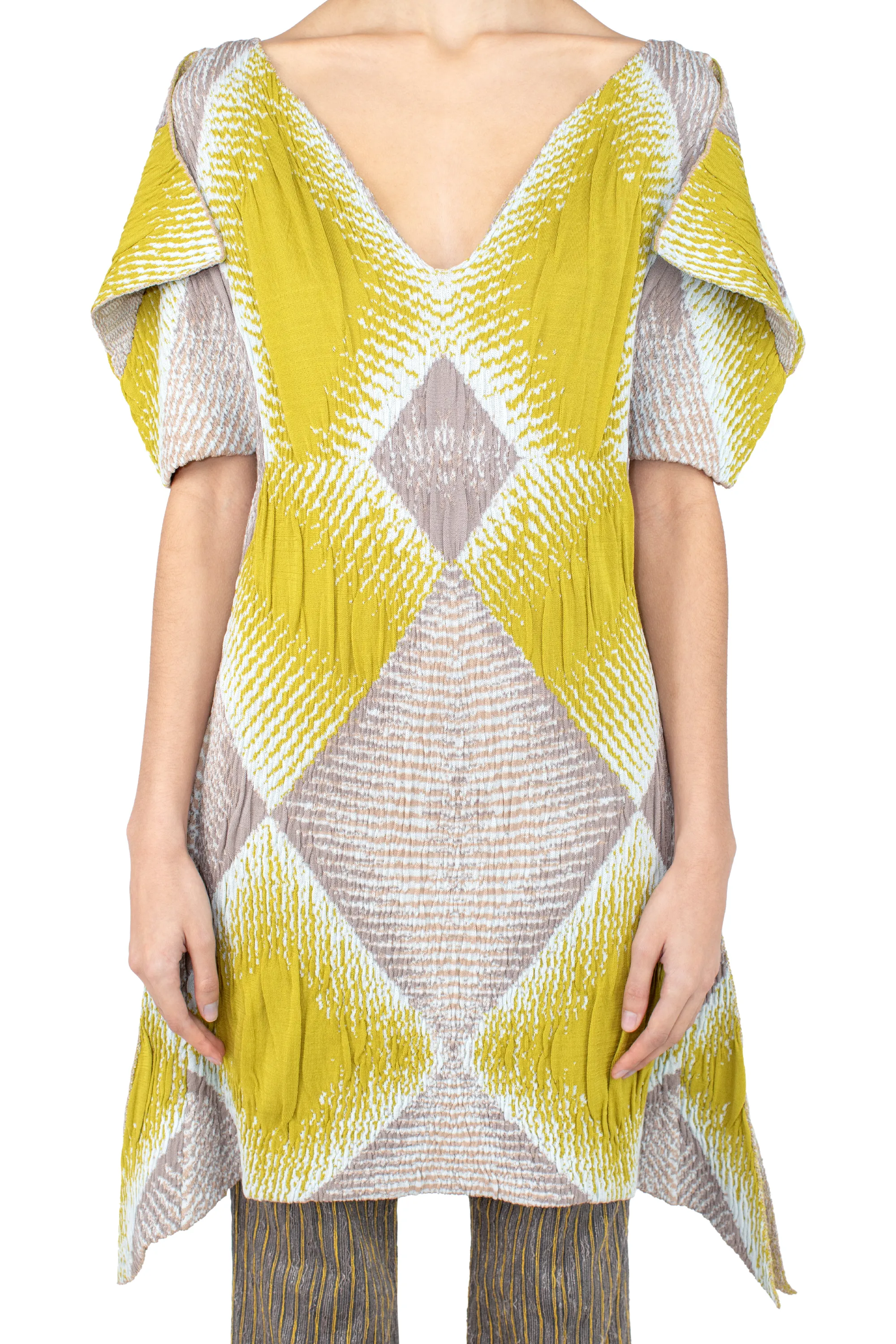 KIKO KOSTADINOV IKAT ARGYLE JACQUARD DRESS - PISTACHIO