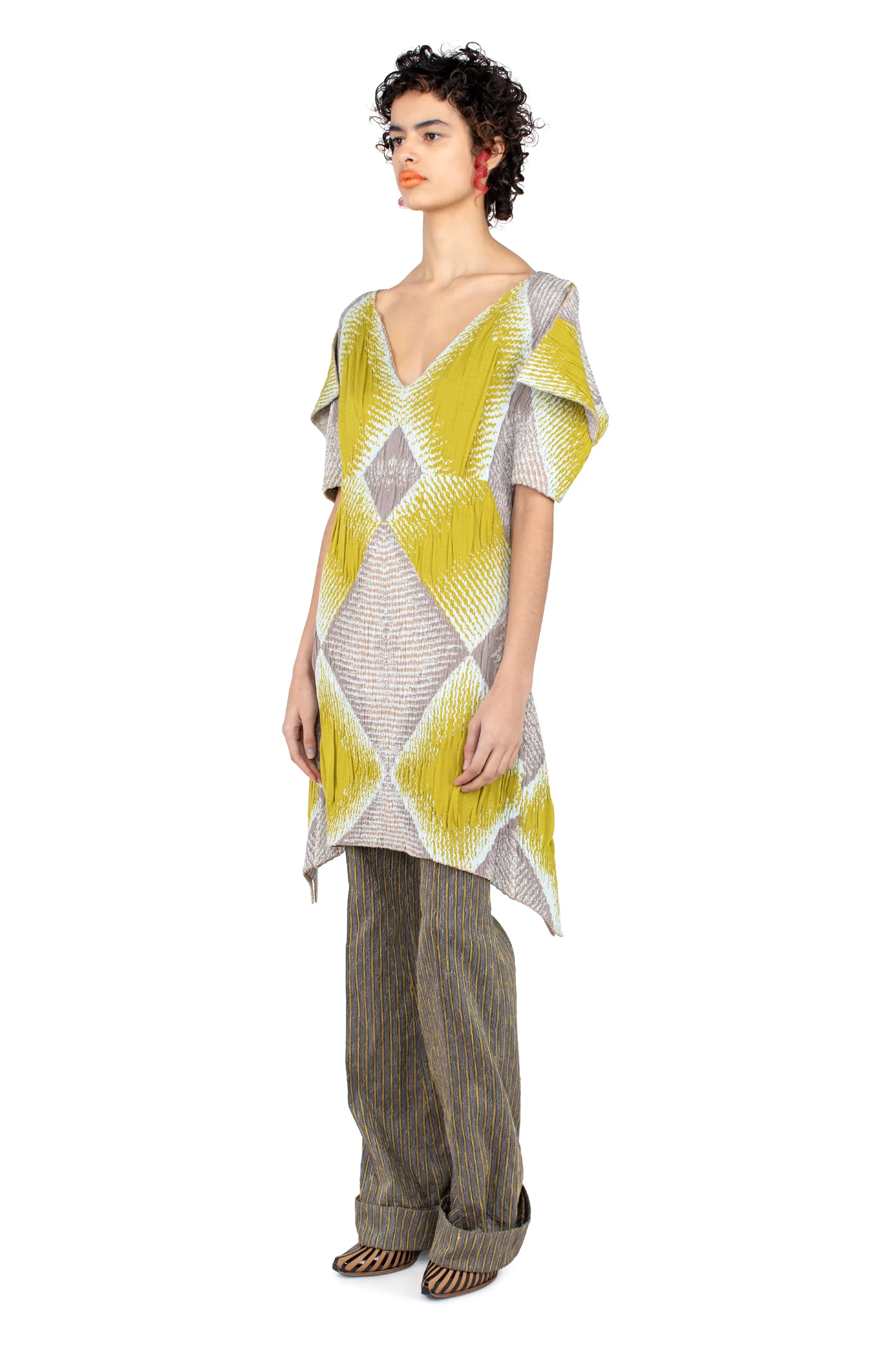 KIKO KOSTADINOV IKAT ARGYLE JACQUARD DRESS - PISTACHIO