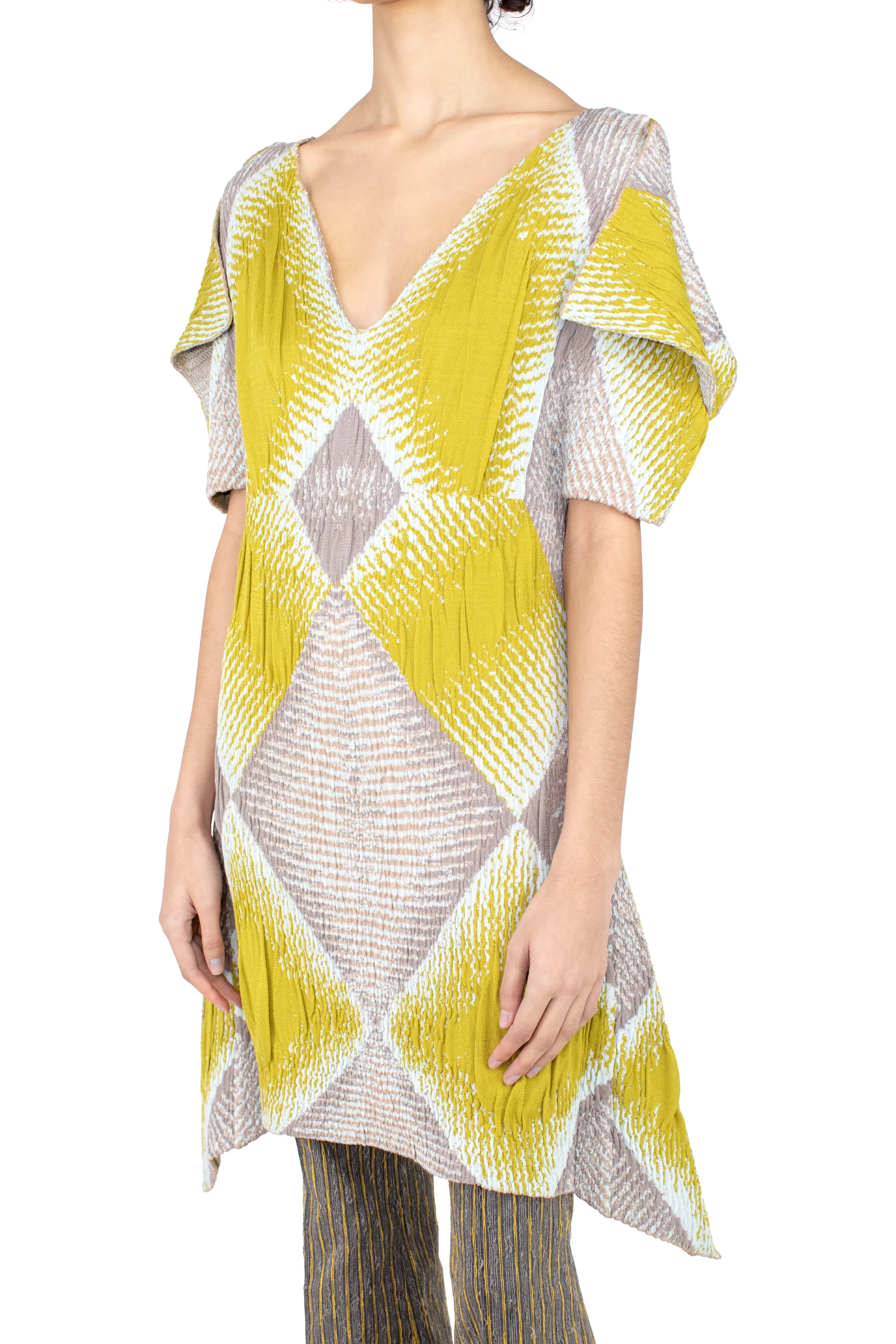 KIKO KOSTADINOV IKAT ARGYLE JACQUARD DRESS - PISTACHIO