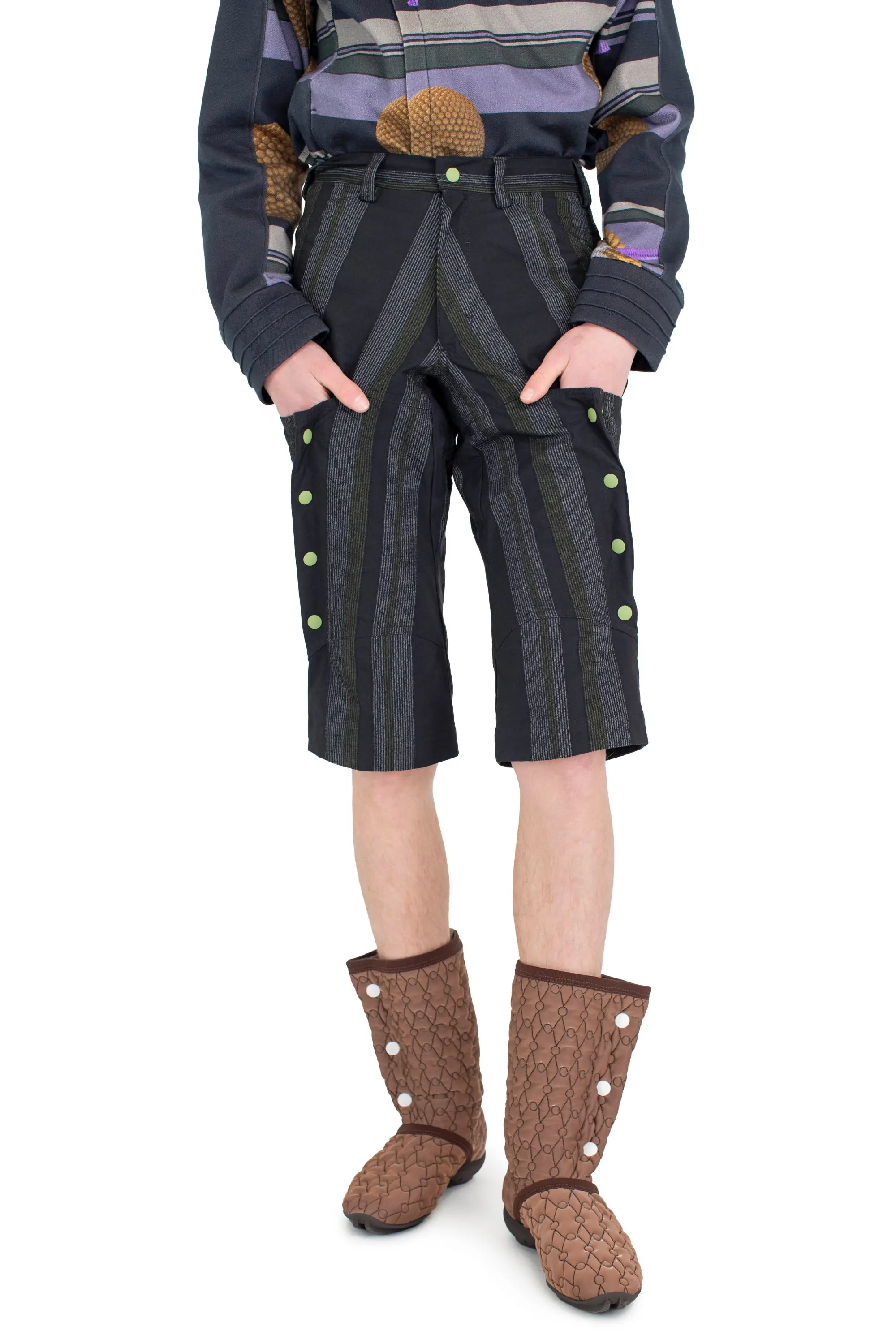 KIKO KOSTADINOV INEX SNAP SHORTS - BLACK/GREY & GREEN/BLACK SABLE