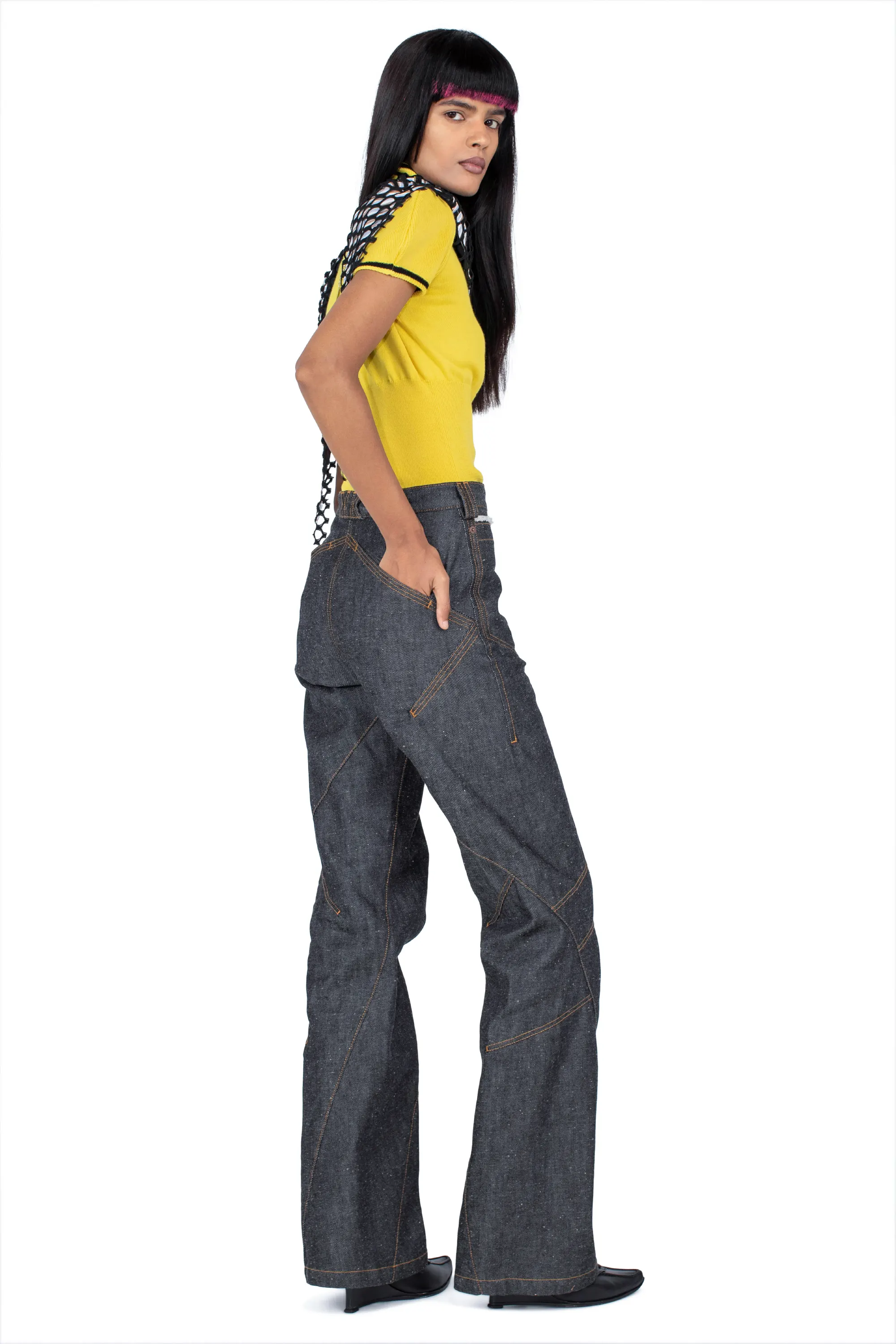 KIKO KOSTADINOV K STRAIGHT LEG JEAN - MOTTLED DARK INDIGO