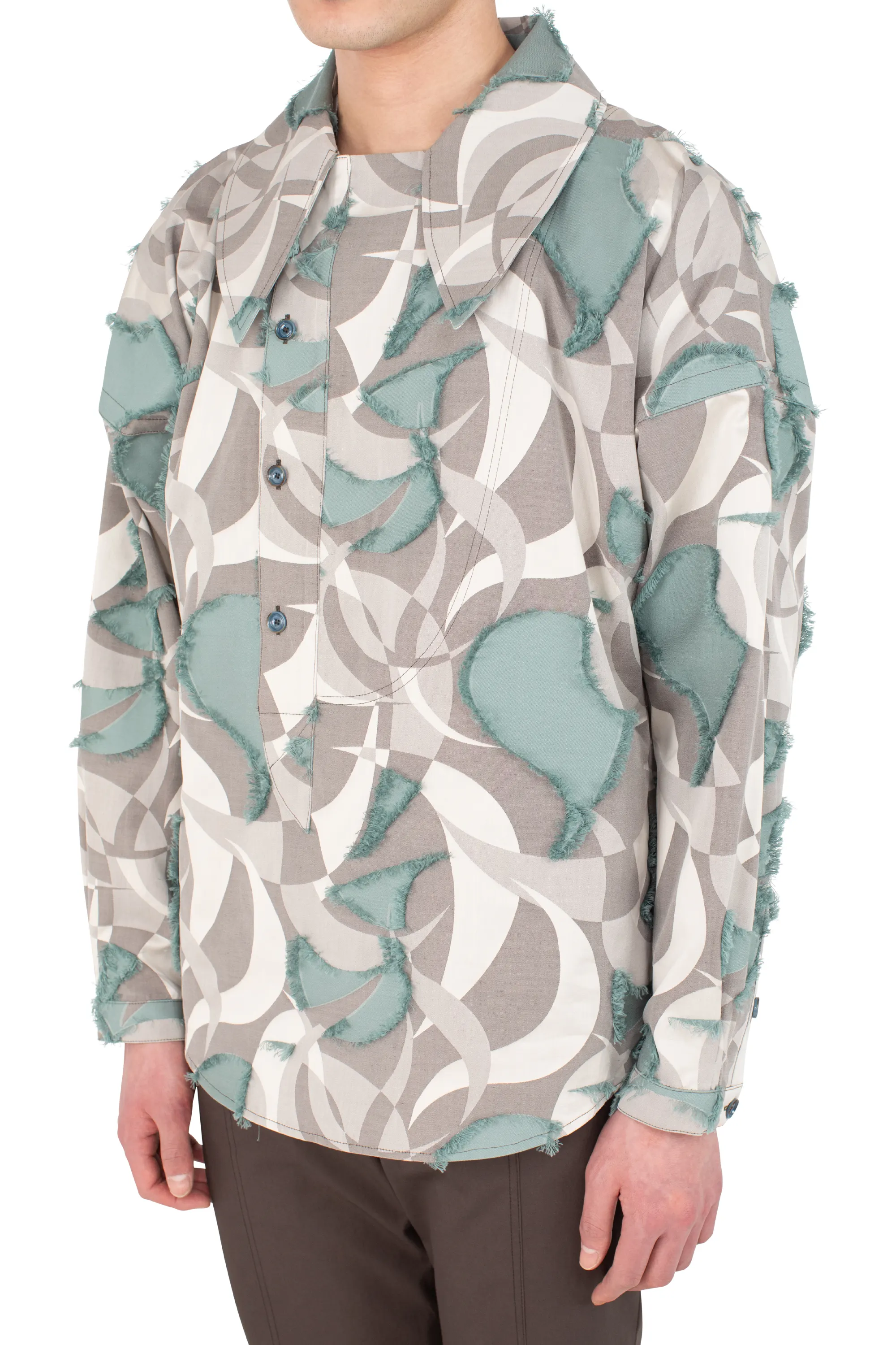 KIKO KOSTADINOV KEST SHIRT - BEIGE & TEAL