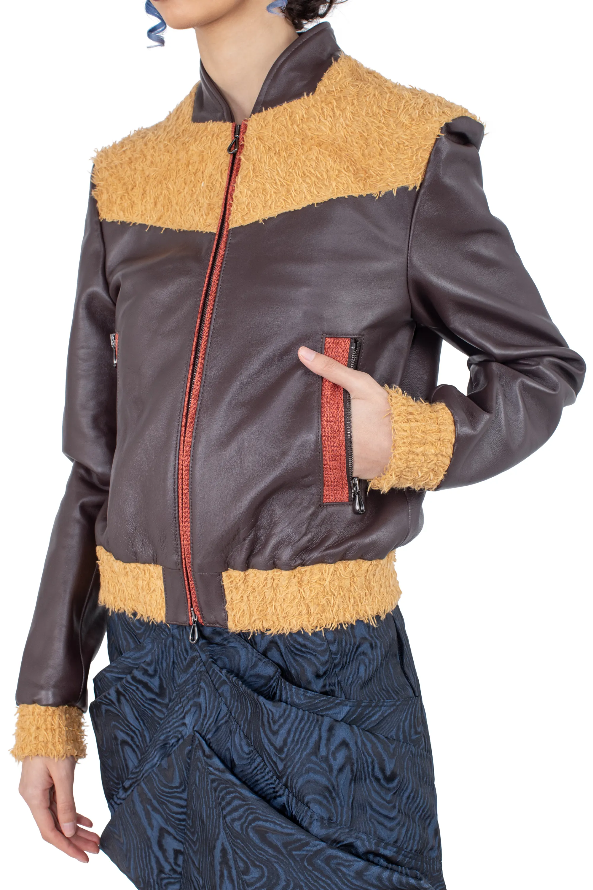 KIKO KOSTADINOV KONRAD LEATHER JACKET - COFFEE