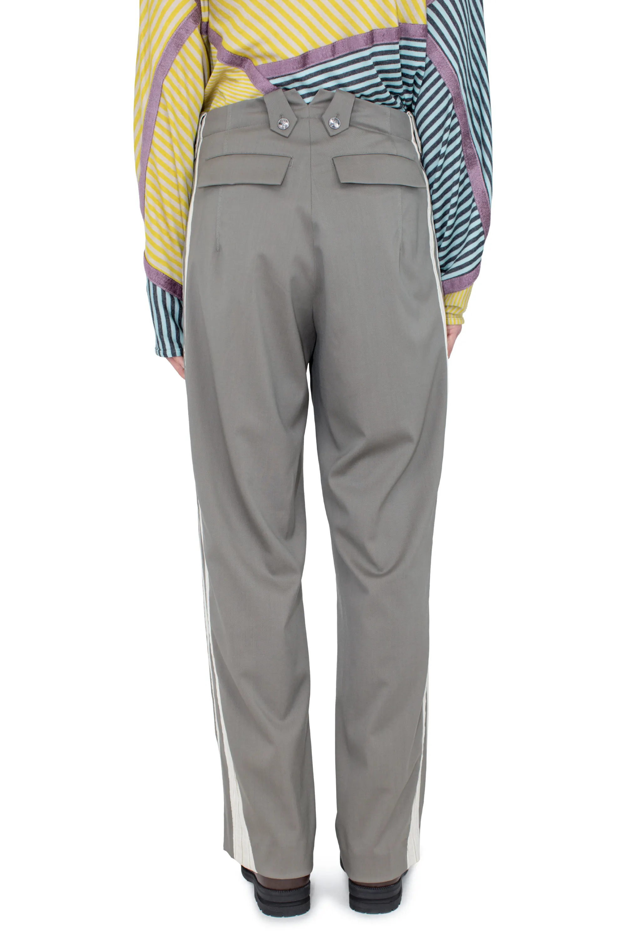 KIKO KOSTADINOV KORMOS MILITARY TROUSER - SLATE GREY/IVORY HUNTER STRIPE