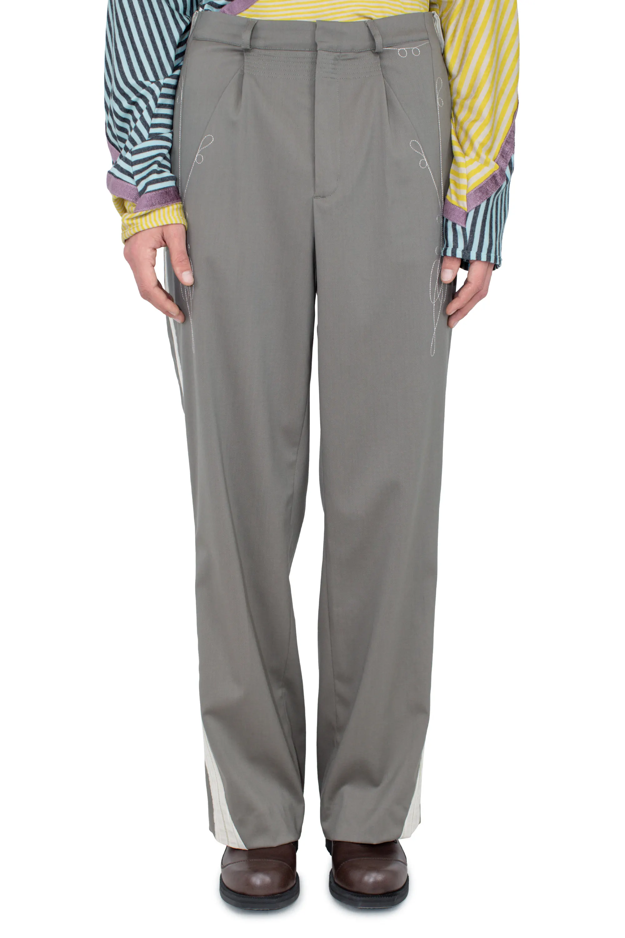KIKO KOSTADINOV KORMOS MILITARY TROUSER - SLATE GREY/IVORY HUNTER STRIPE