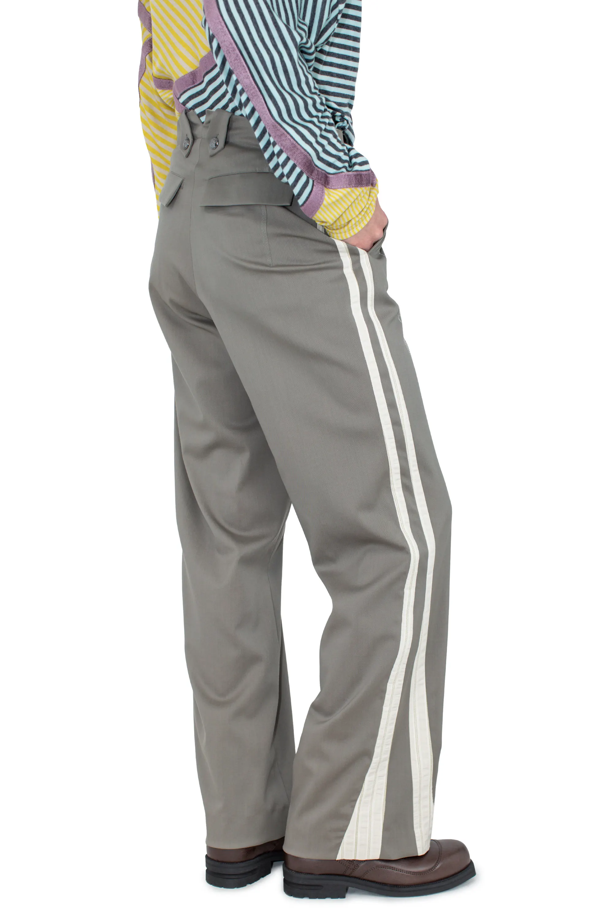 KIKO KOSTADINOV KORMOS MILITARY TROUSER - SLATE GREY/IVORY HUNTER STRIPE