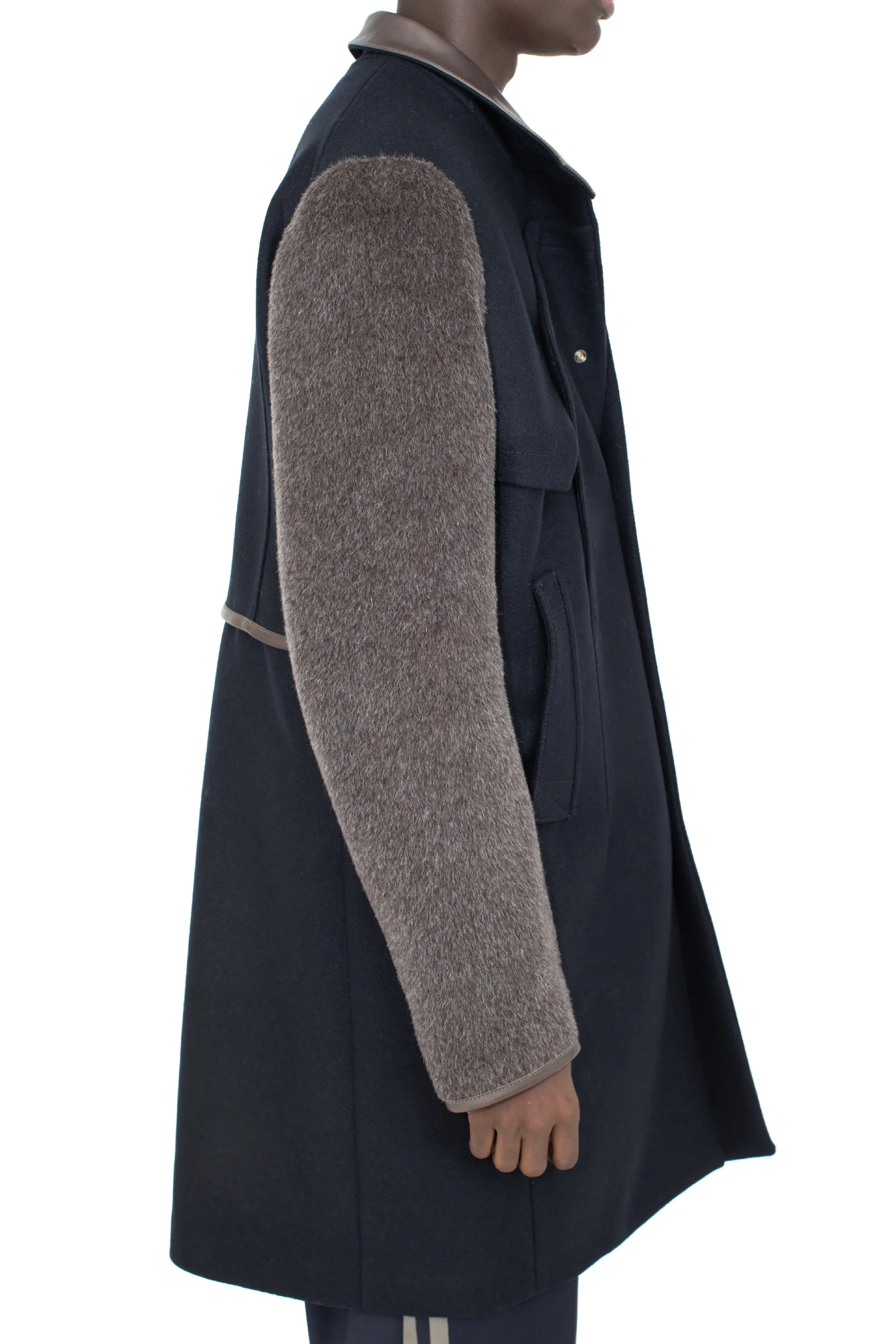 KIKO KOSTADINOV KRANER WOOL COAT - ROYAL BLUE/SMOKE GREY/WASHED BROWN