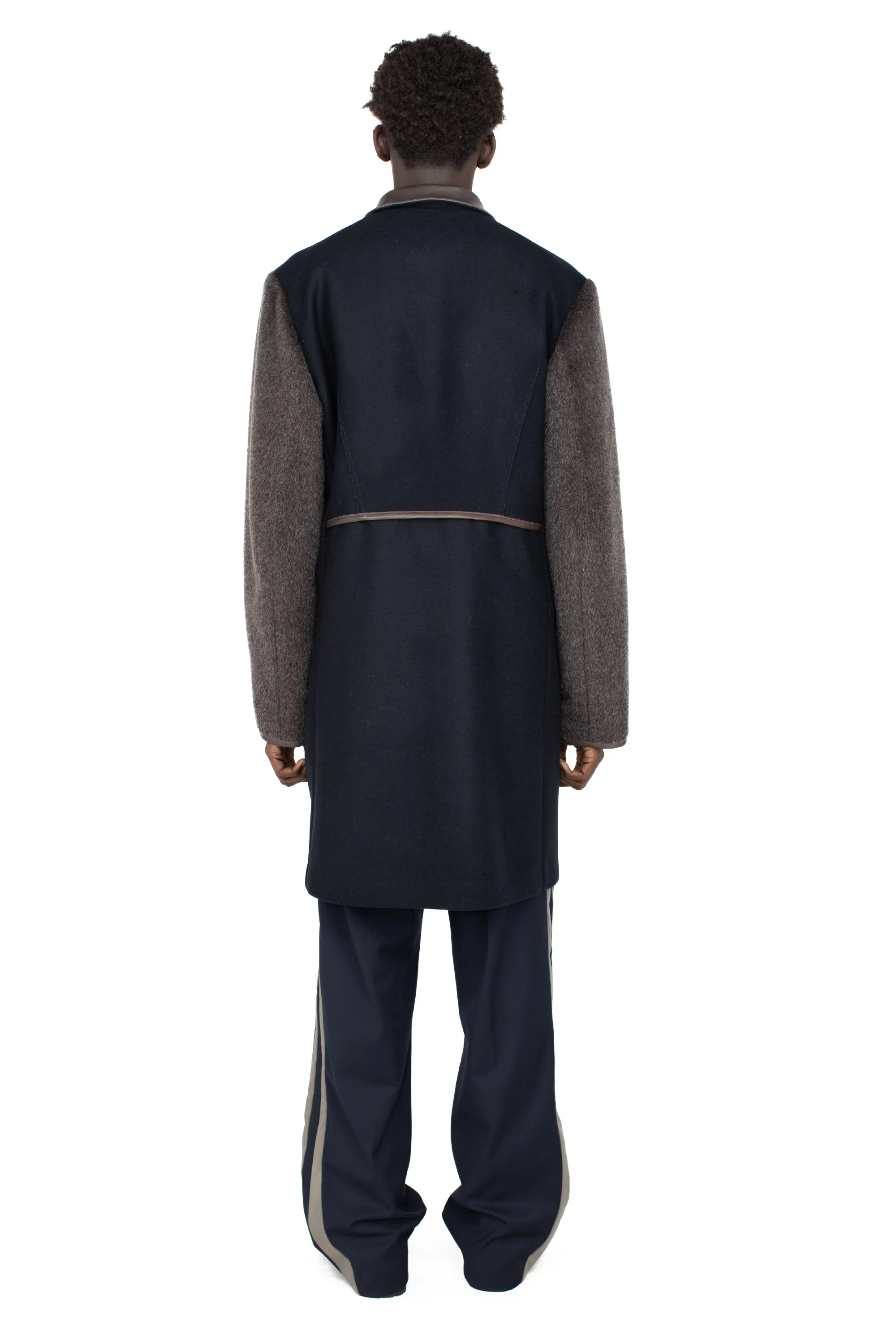 KIKO KOSTADINOV KRANER WOOL COAT - ROYAL BLUE/SMOKE GREY/WASHED BROWN