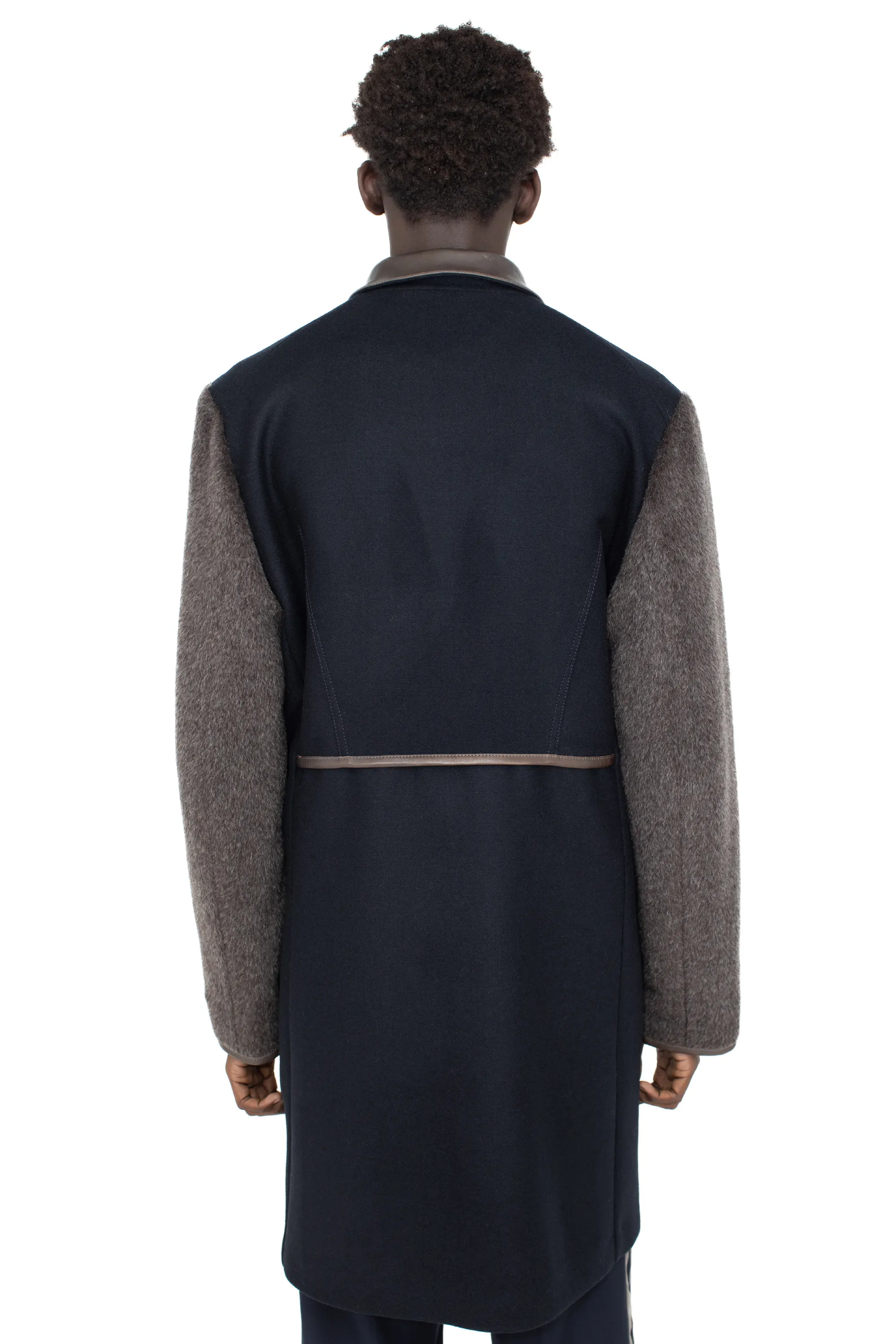 KIKO KOSTADINOV KRANER WOOL COAT - ROYAL BLUE/SMOKE GREY/WASHED BROWN