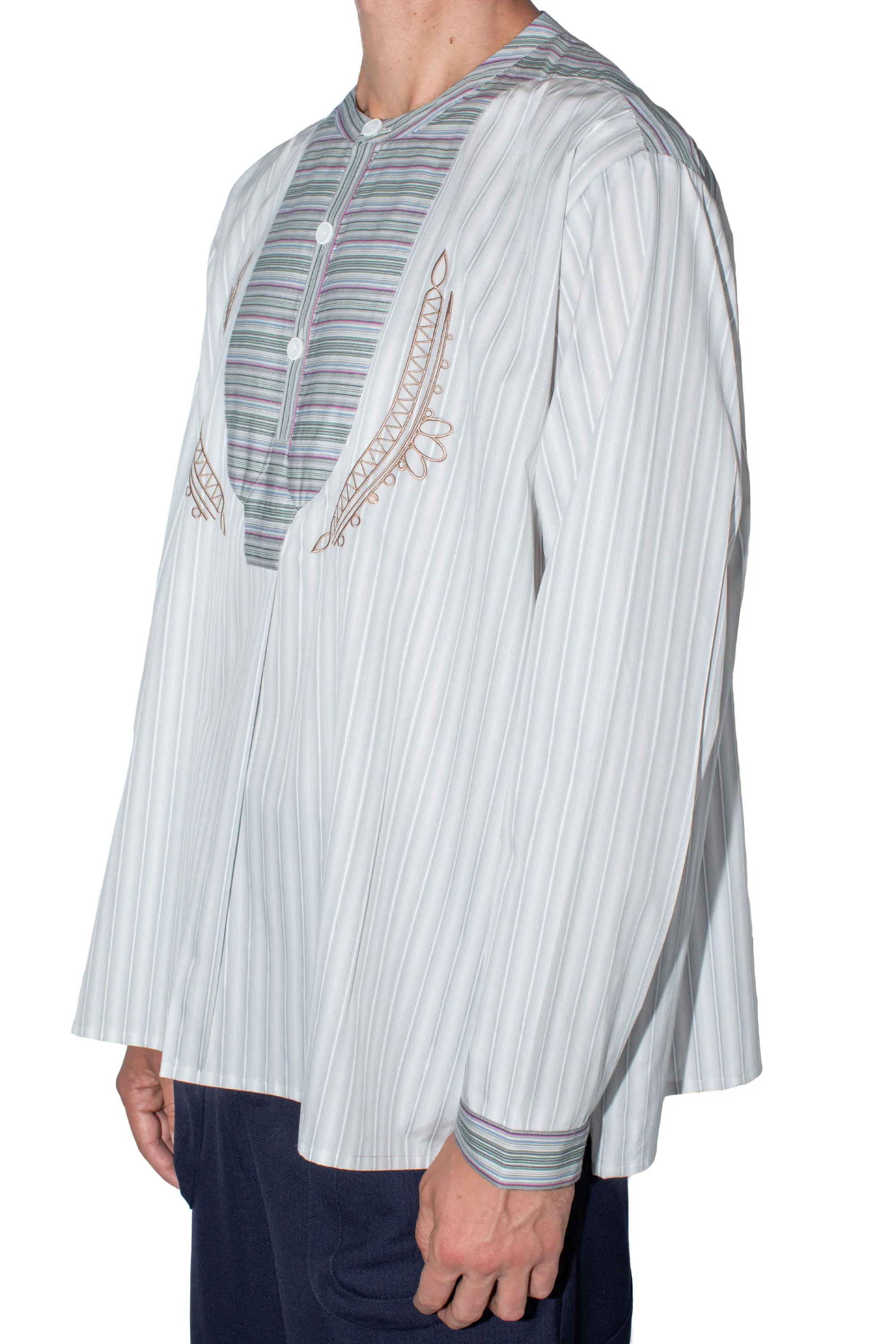 KIKO KOSTADINOV KUTCH OVERSHIRT - GREY WIDE STRIPE/ CROCUS MULTI