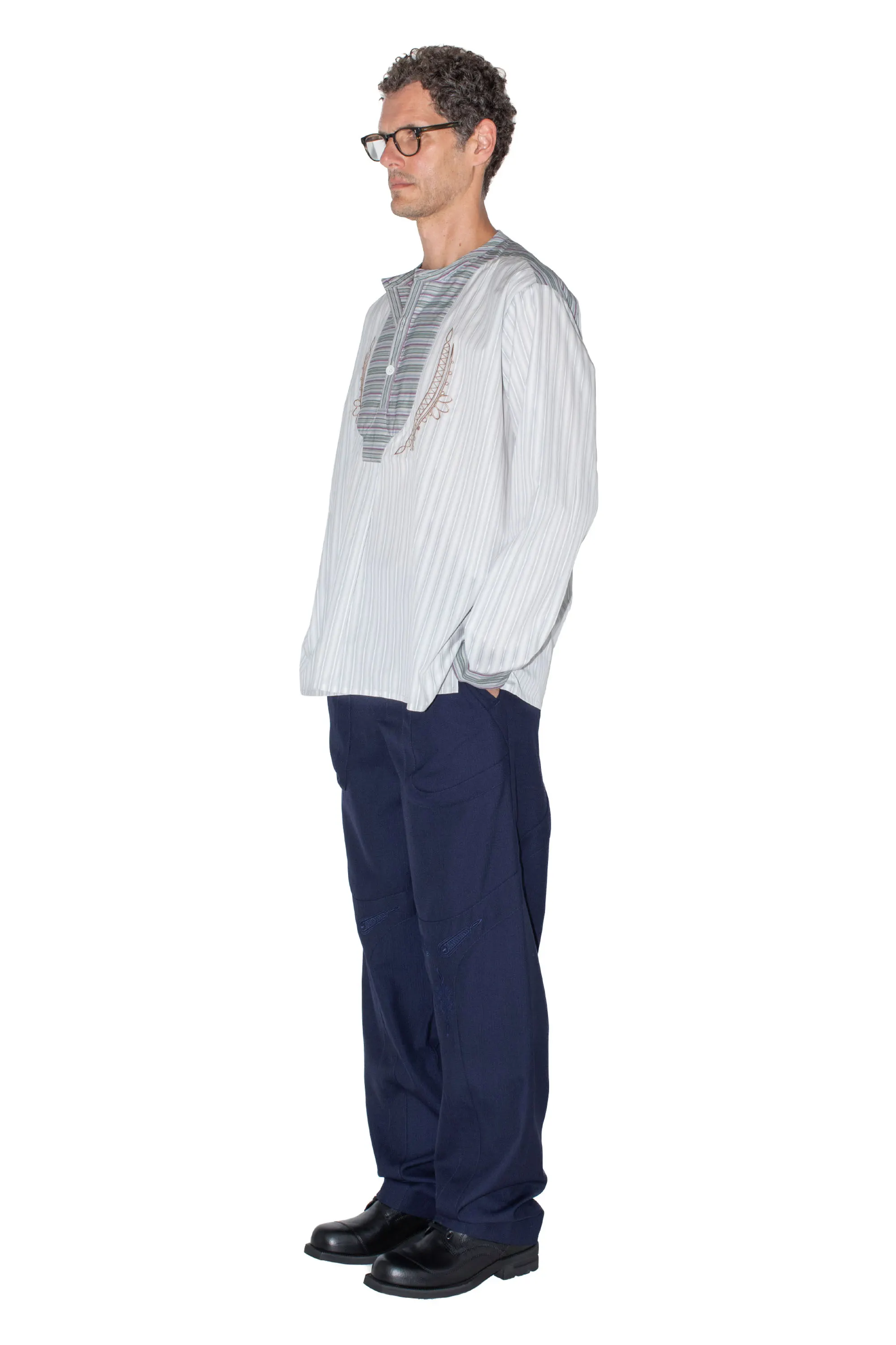 KIKO KOSTADINOV KUTCH OVERSHIRT - GREY WIDE STRIPE/ CROCUS MULTI