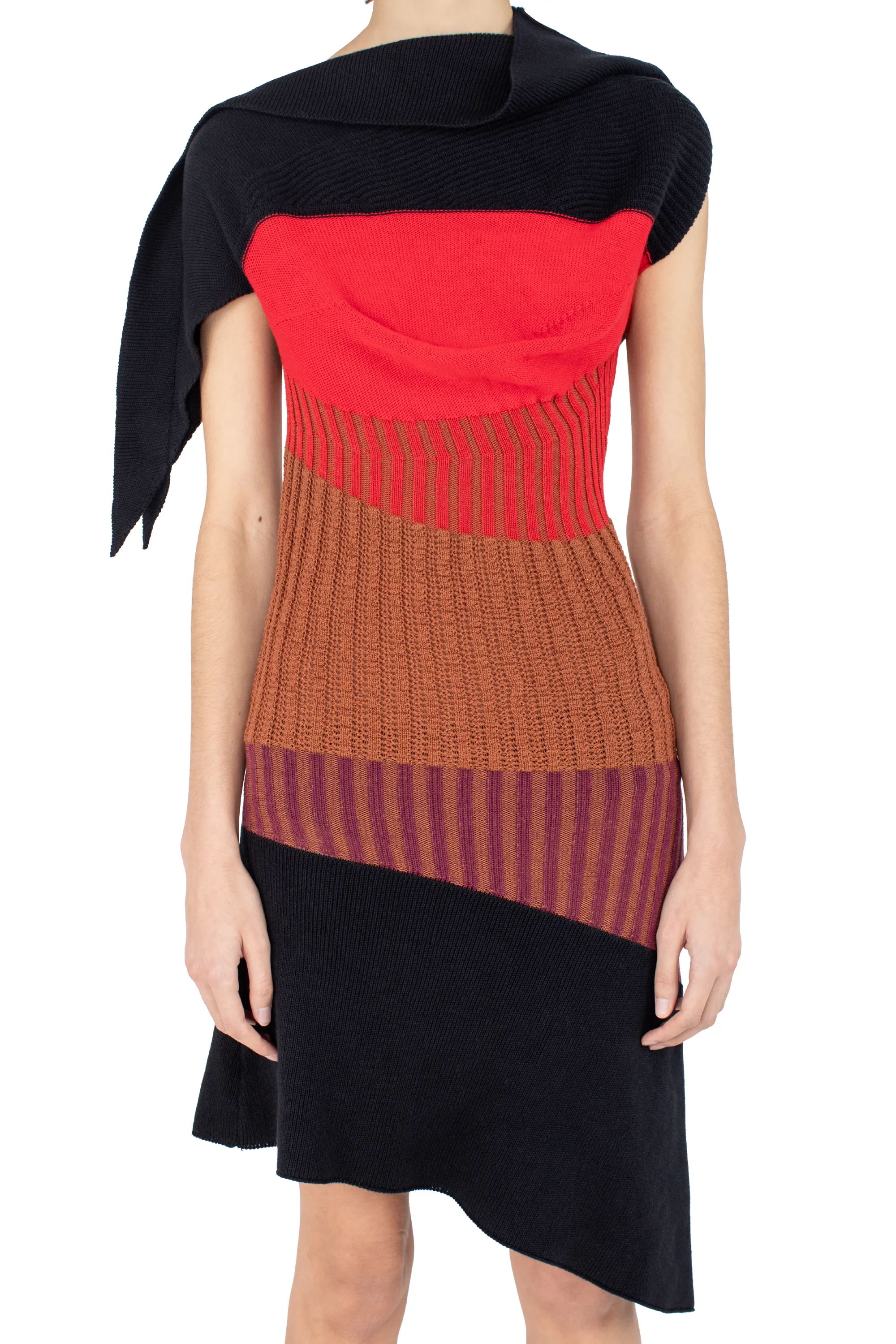 KIKO KOSTADINOV LEMOYNE KNITTED DRESS - BLACK, BROWN & WINE TASTING