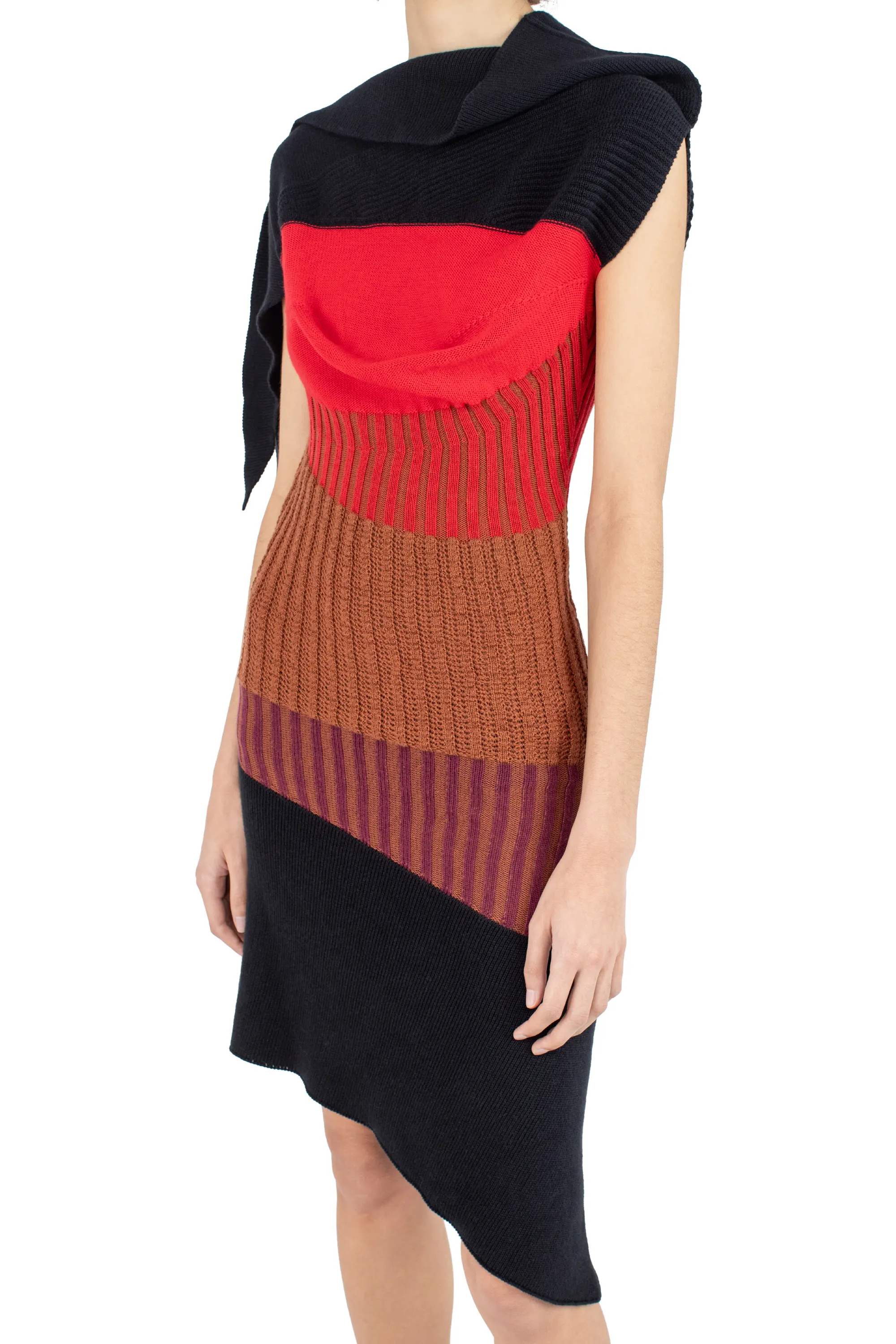 KIKO KOSTADINOV LEMOYNE KNITTED DRESS - BLACK, BROWN & WINE TASTING