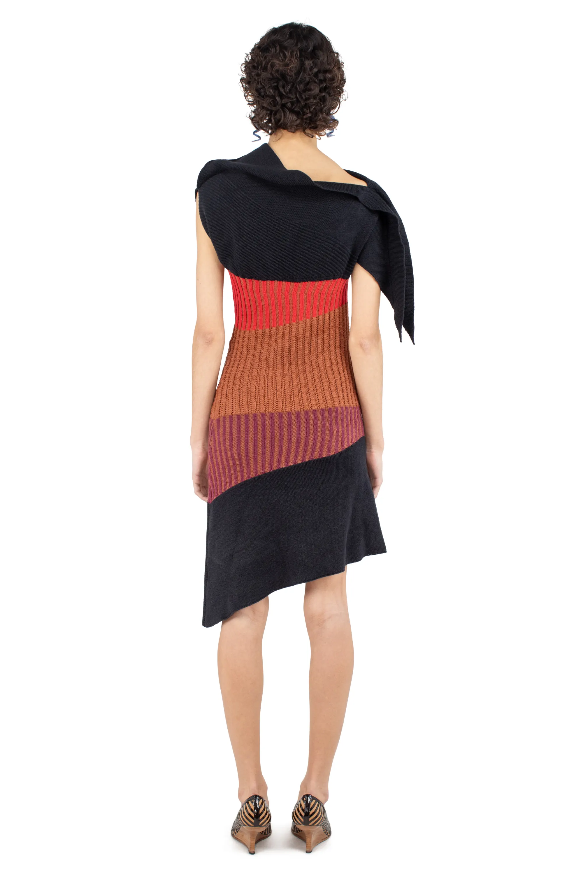 KIKO KOSTADINOV LEMOYNE KNITTED DRESS - BLACK, BROWN & WINE TASTING