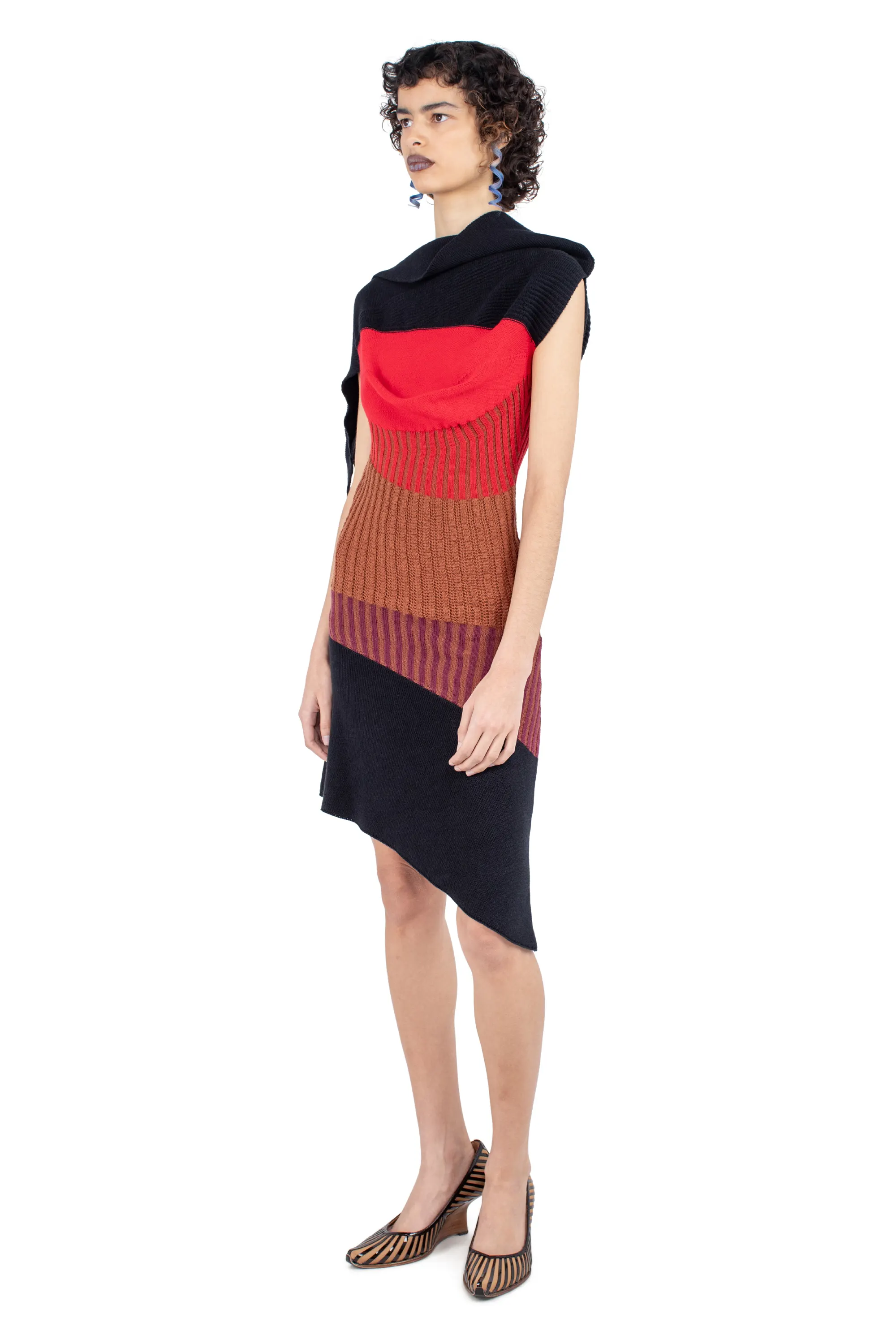KIKO KOSTADINOV LEMOYNE KNITTED DRESS - BLACK, BROWN & WINE TASTING