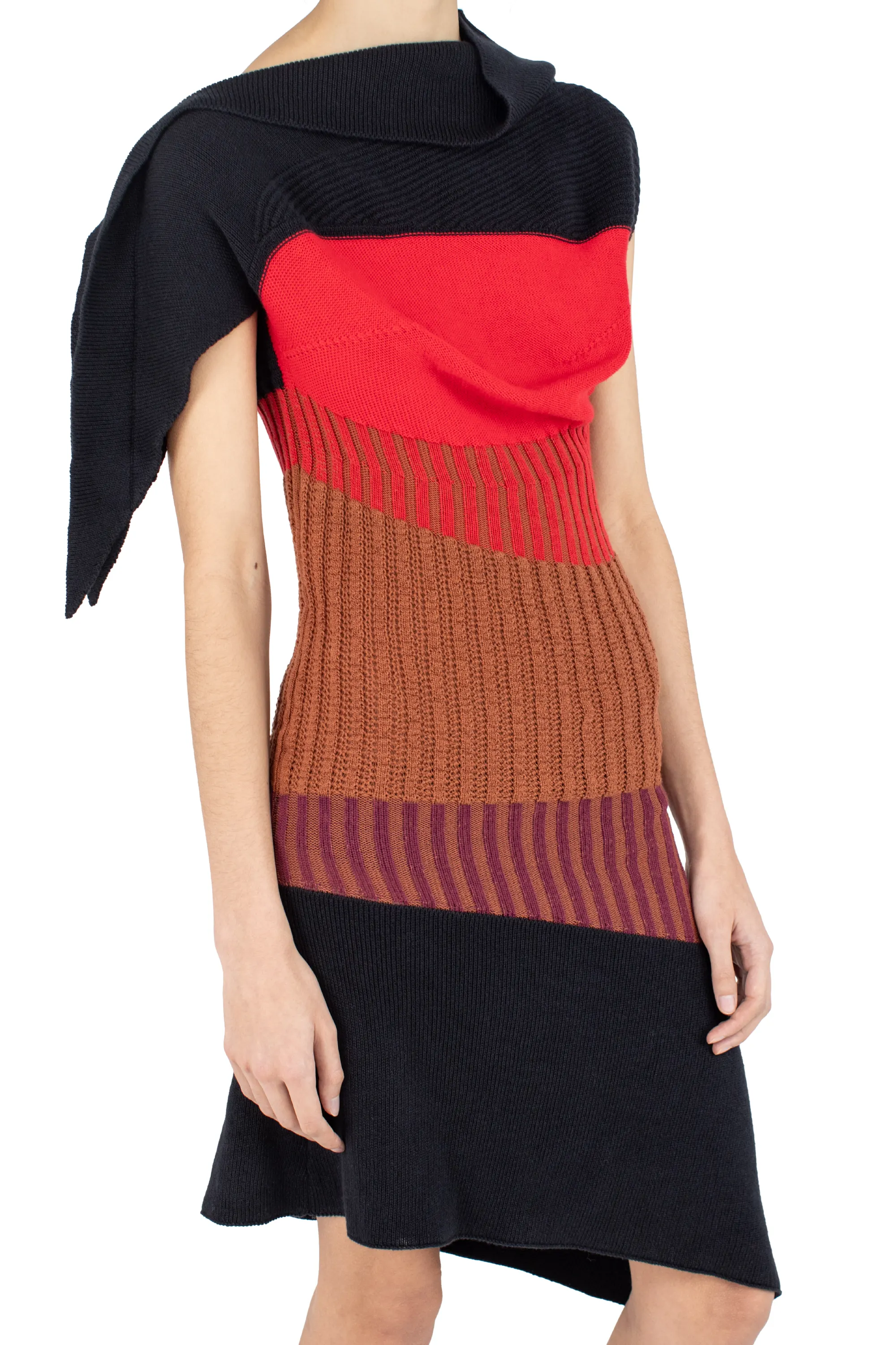KIKO KOSTADINOV LEMOYNE KNITTED DRESS - BLACK, BROWN & WINE TASTING