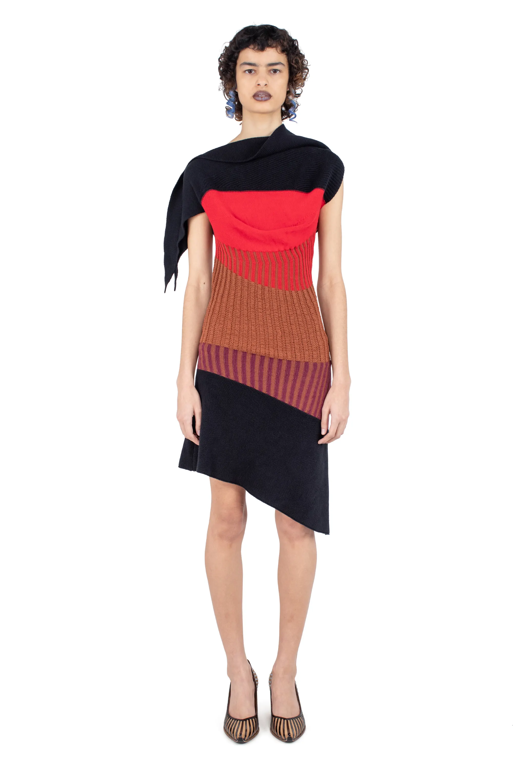 KIKO KOSTADINOV LEMOYNE KNITTED DRESS - BLACK, BROWN & WINE TASTING