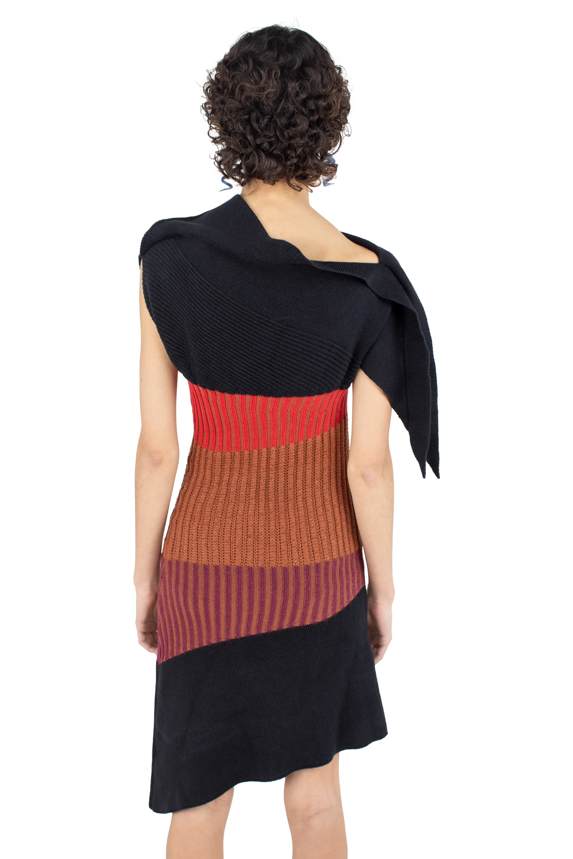 KIKO KOSTADINOV LEMOYNE KNITTED DRESS - BLACK, BROWN & WINE TASTING