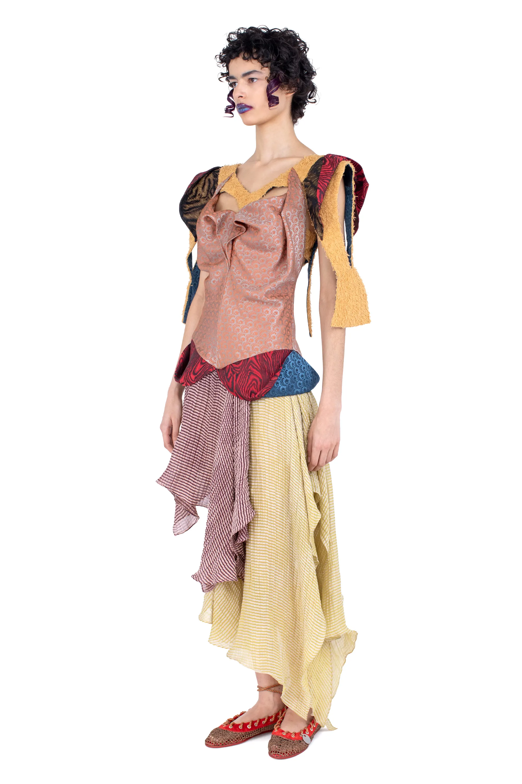 KIKO KOSTADINOV LINA DRESS - PEWTER & PISTACHIO
