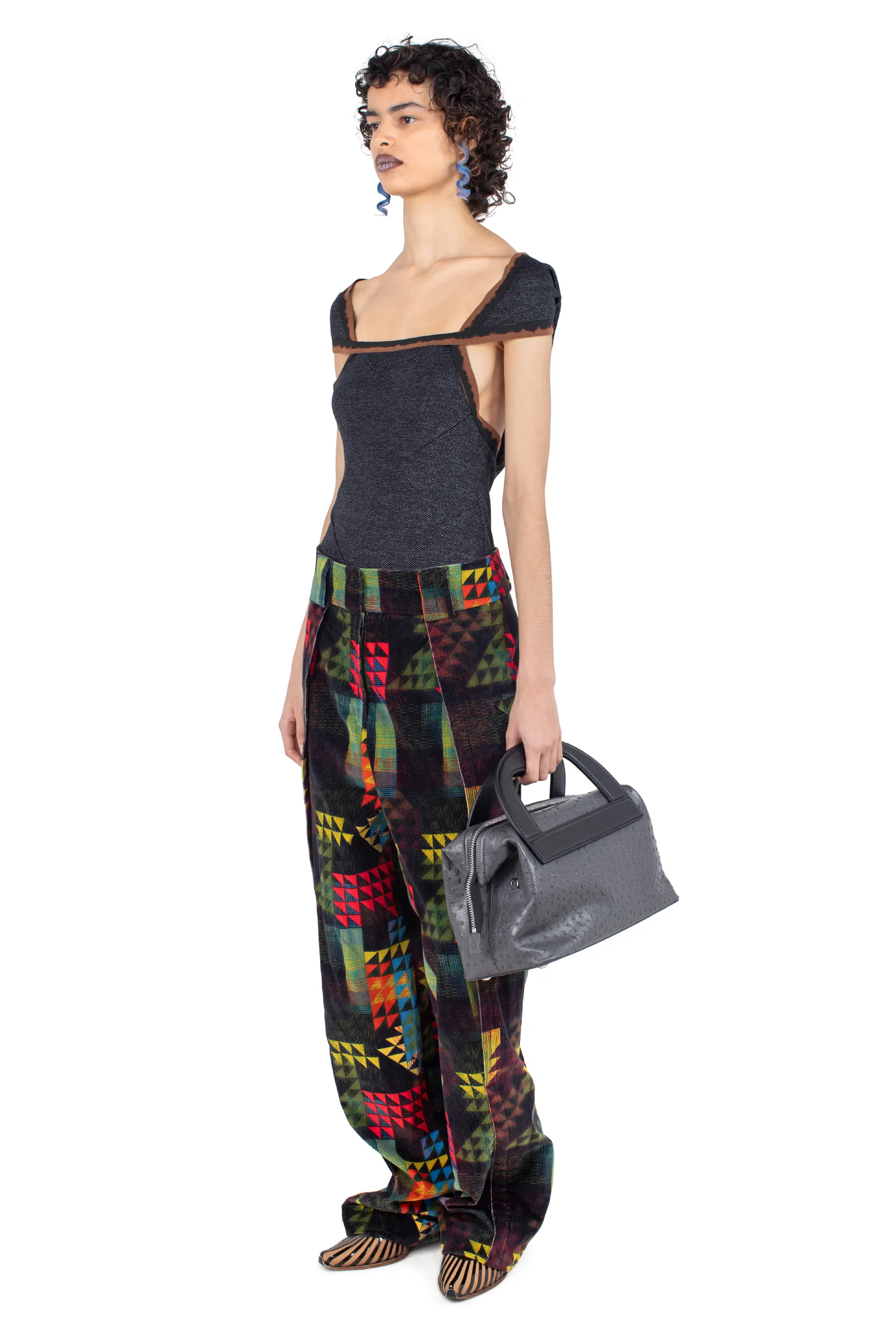 KIKO KOSTADINOV MIMI TROUSER - MULTI ABSTRACT CHECK
